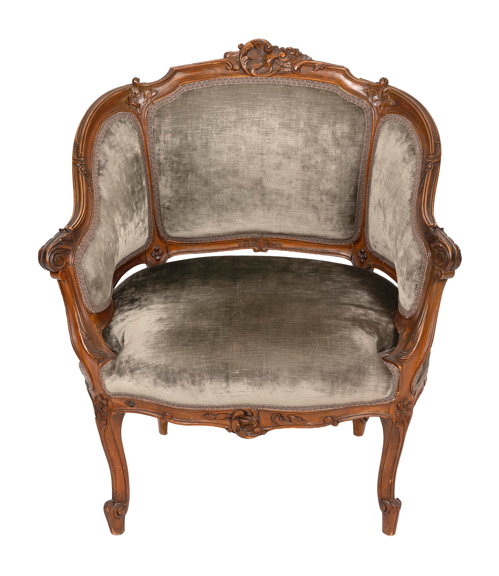 FRENCH LOUIS XV-STYLE FAUTEUIL Late 19th Century Back height 32". Seat height 14". (1 of 1)