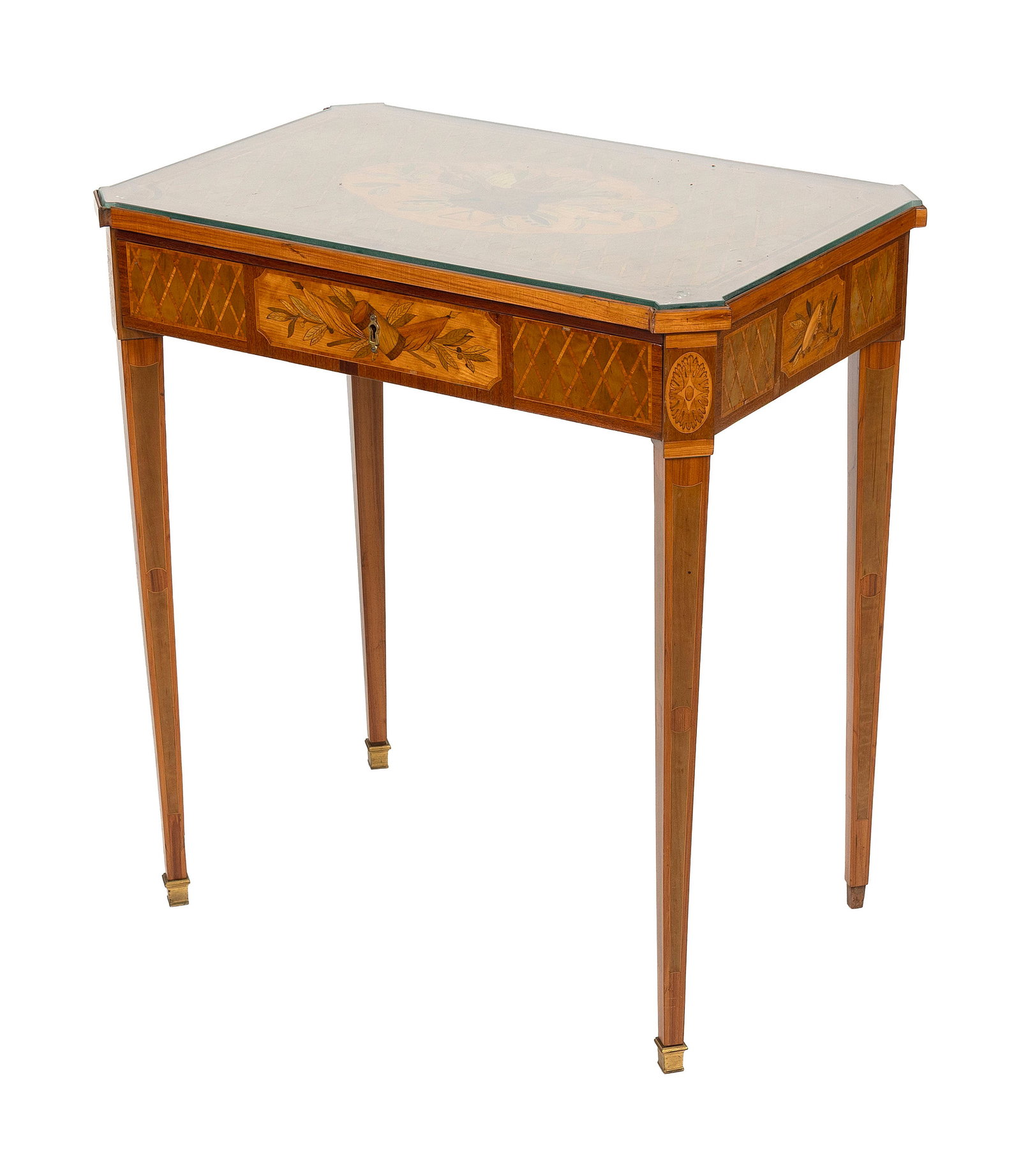 FRENCH LOUIS XVI-STYLE END TABLE Early 20th Century Height 28". Width 26". Depth 17". (1 of 4)