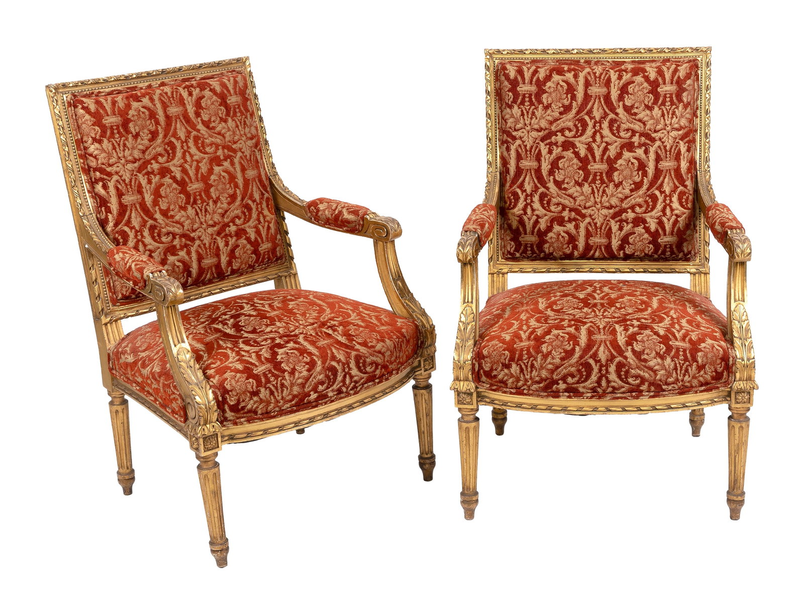 PAIR OF LOUIS XVI-STYLE ARMCHAIRS 19th Century Back heights 27.5". Widths 24.25". Depths 22". (1 of 1)