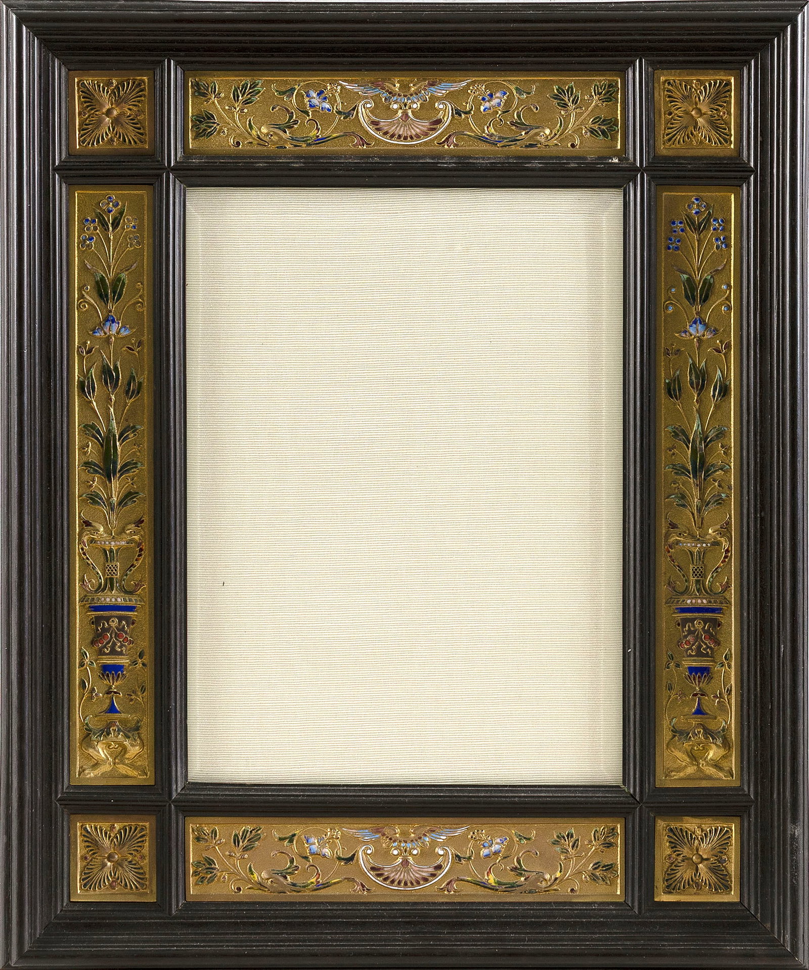 FRENCH GILT AND ENAMEL TABLETOP PICTURE FRAME 20th Century Opening 8" x 5.75". Overall 13" x 11". (1 of 2)