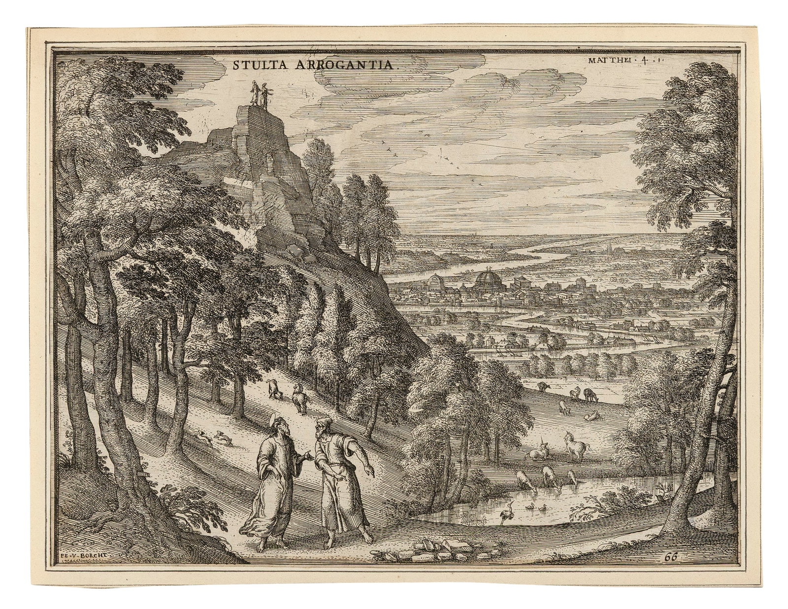 PETER VAN DER BORCHT (Belgium, 1545-1608), Stulta Arrogantia., Engraving on laid paper, 7" x 9.25". (1 of 1)