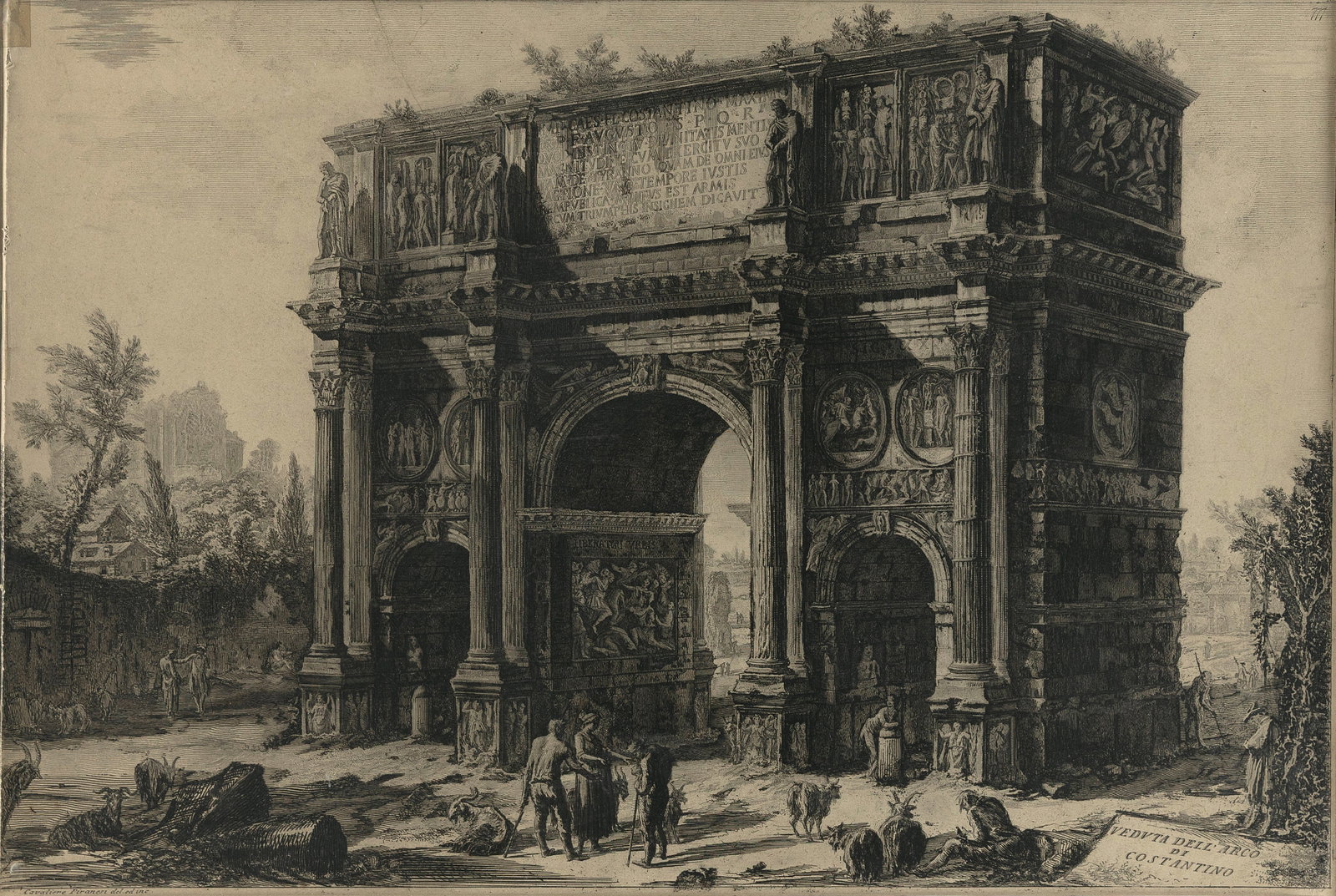 GIOVANNI BATTISTA PIRANESI (Italy, 1720-1778), "Veduta dell'Arco di Constantino", 1771., Etching, (1 of 3)