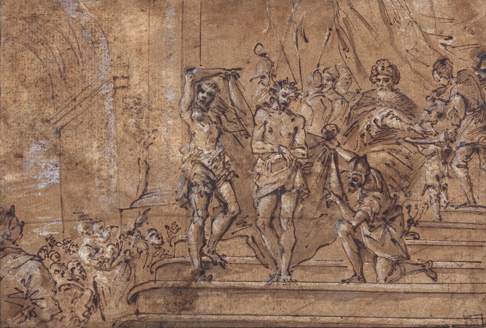 ATTRIBUTED TO LUDOVICO CARRACCI (Italy, 1555-1619), Ecce Homo, Ink with white chalk heightening, (1 of 2)