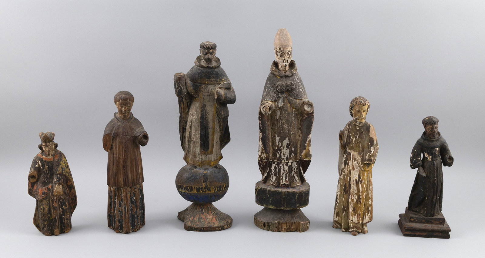 SIX SANTOS FIGURES 18th/19th Centuries Heights from 6" to 17". (1 of 5)