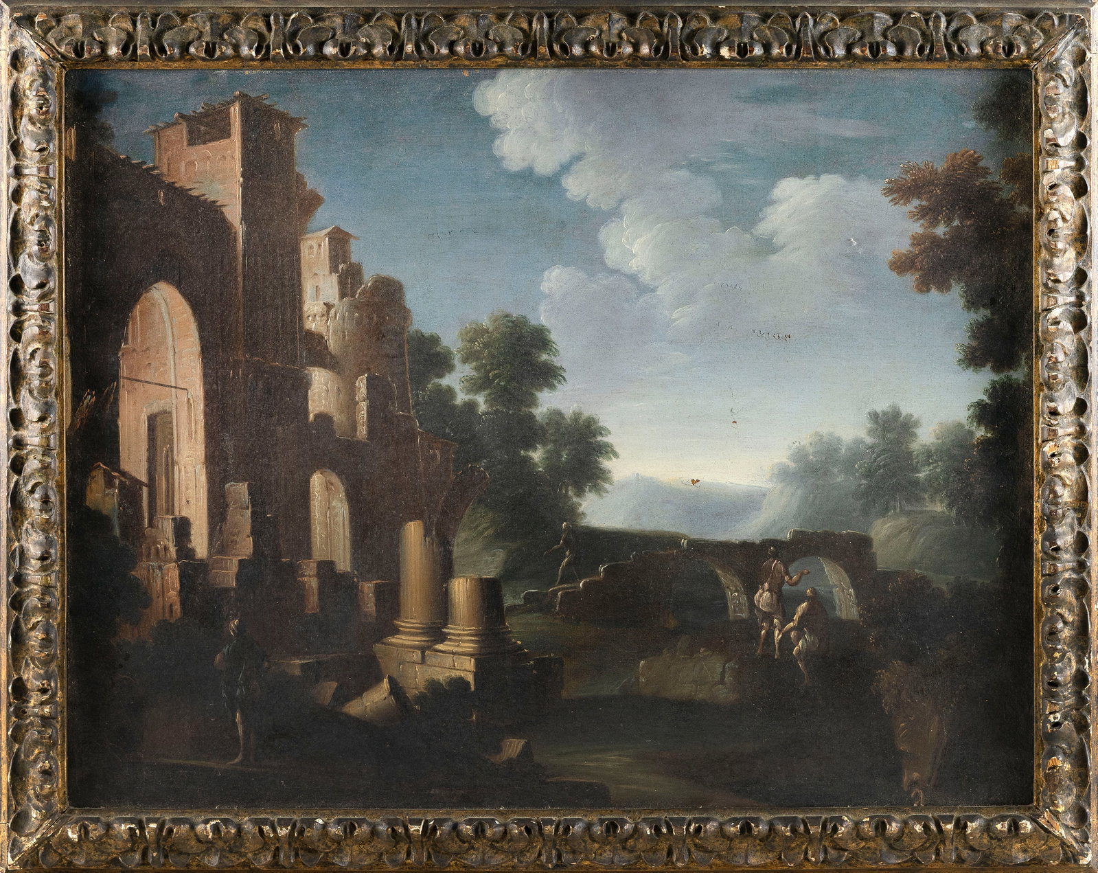 ITALIAN SCHOOL (19th Century or Earlier,), An architectural capriccio., Oil on canvas, 20.25" x (1 of 2)