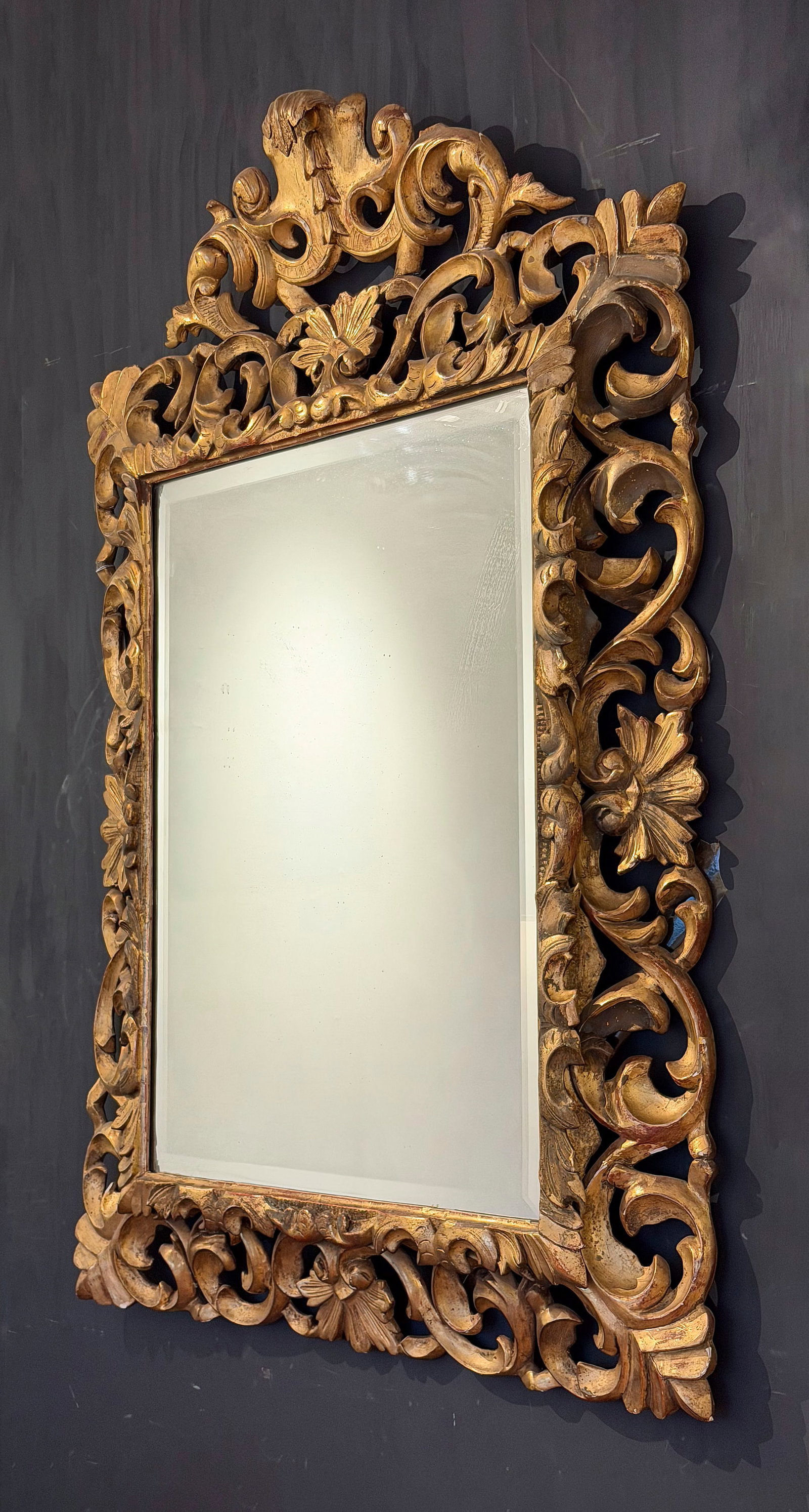 ITALIAN ROCOCO CARVED AND GILT MIRROR 18th Century Height 54". Width 38". (1 of 1)