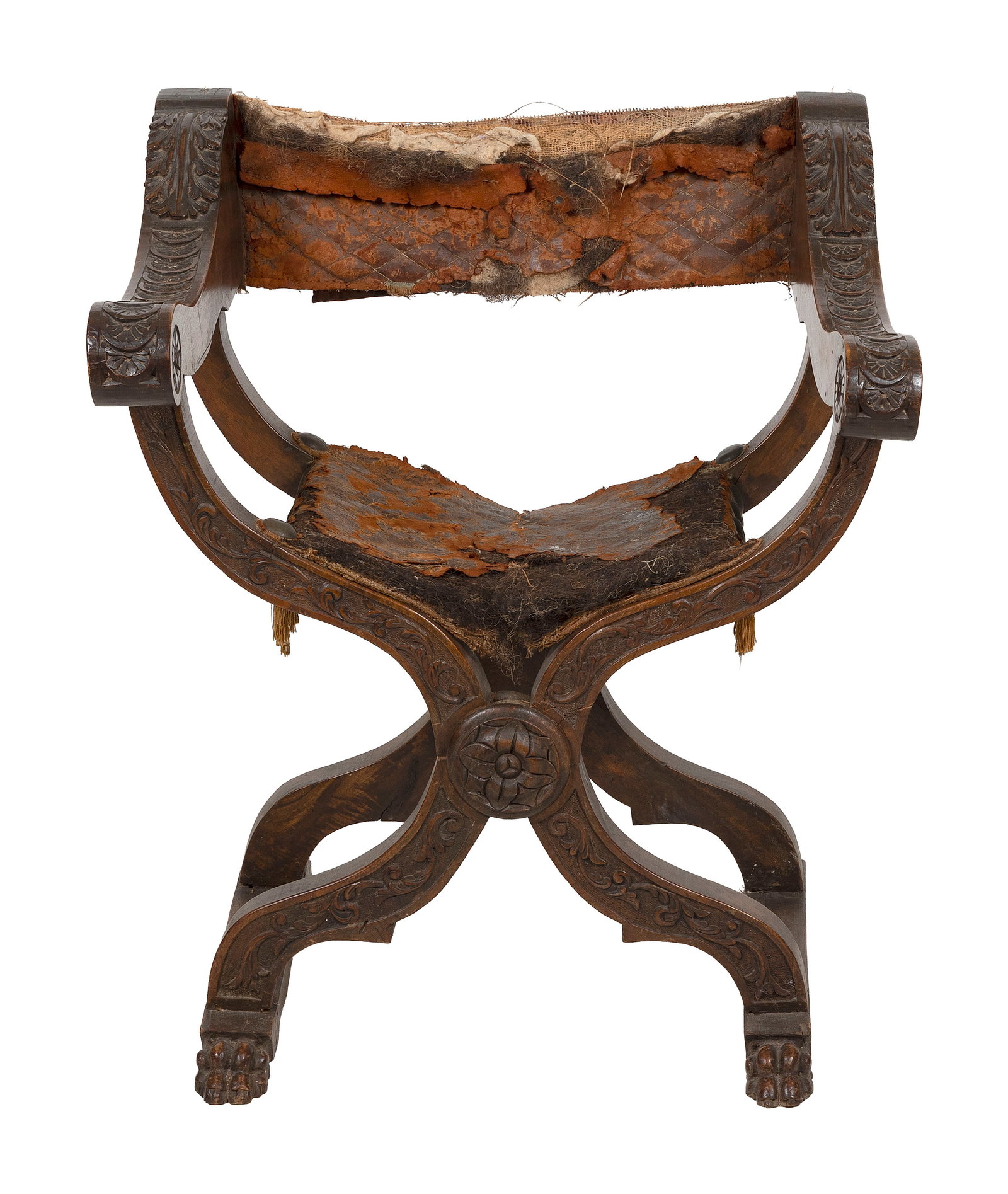SAVONAROLA ARMCHAIR Late 19th/20th Century Back height 32". (1 of 1)