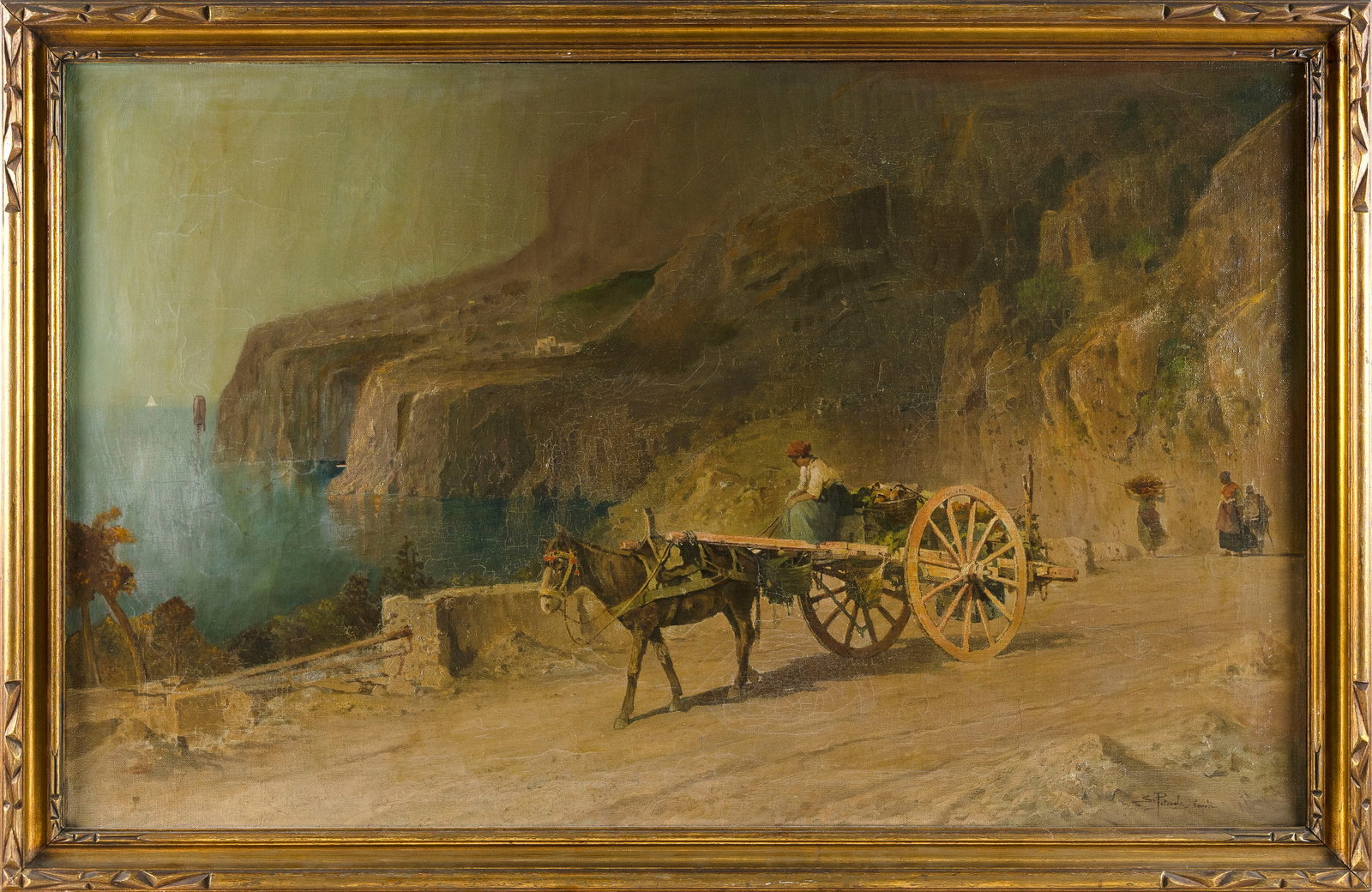 SALVATORE PETRUOLO (Italy, 1857-1946), Mountainous Neapolitan landscape., Oil on canvas, 26.5" x: SALVATORE PETRUOLO Italy, 1857-1946 Mountainous Neapolitan landscape. Signed lower right "S Petruolo Napoli". Oil on canvas, 26.5" x 42". Framed 31" x 46".