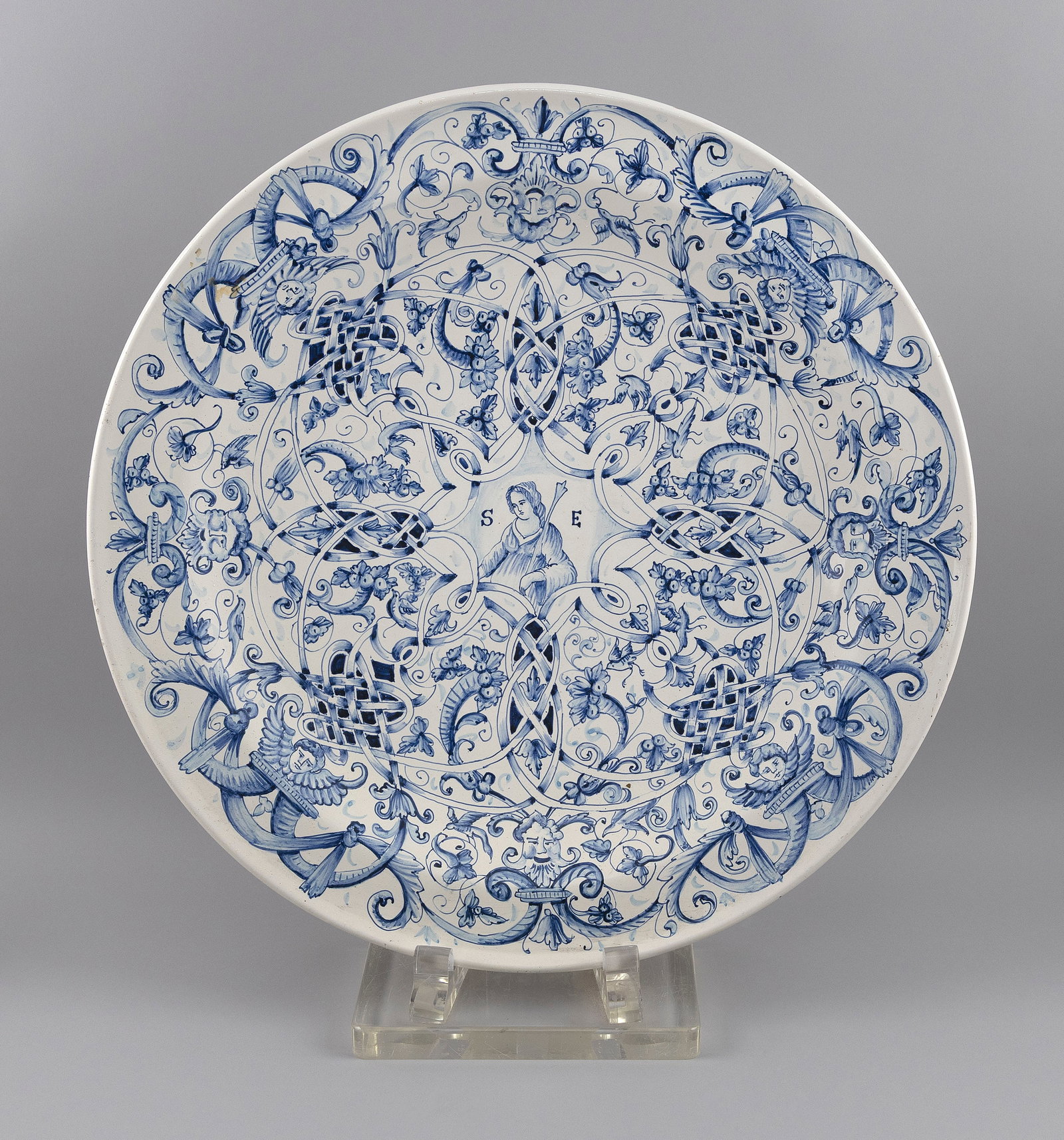 ITALIAN POTTERY CHARGER 20th Century Diameter 24". (1 of 2)