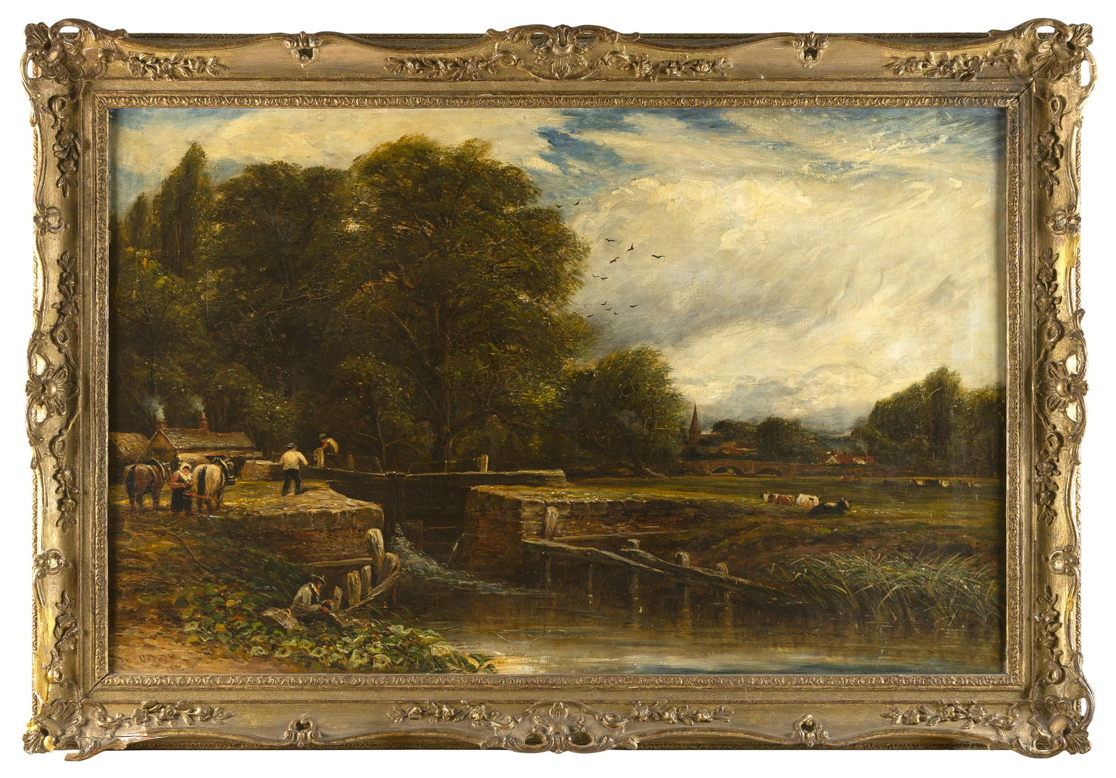 JAMES ORROCK (England/Scottland, 1829-1913), "Old Lock Near the Leicestershire"., Oil on canvas, 32" (1 of 2)