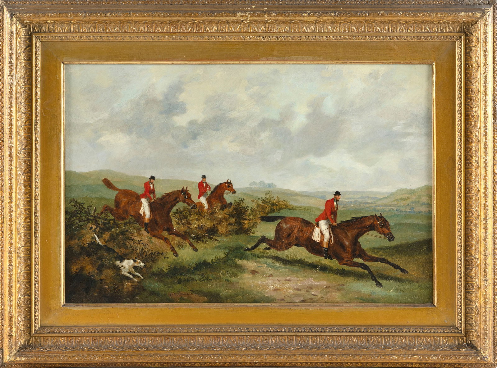DEAN WOLSTENHOLME, JR. (United Kingdom, 1789-1882), Horses and riders., Oil on canvas, 12" x 18". (1 of 2)