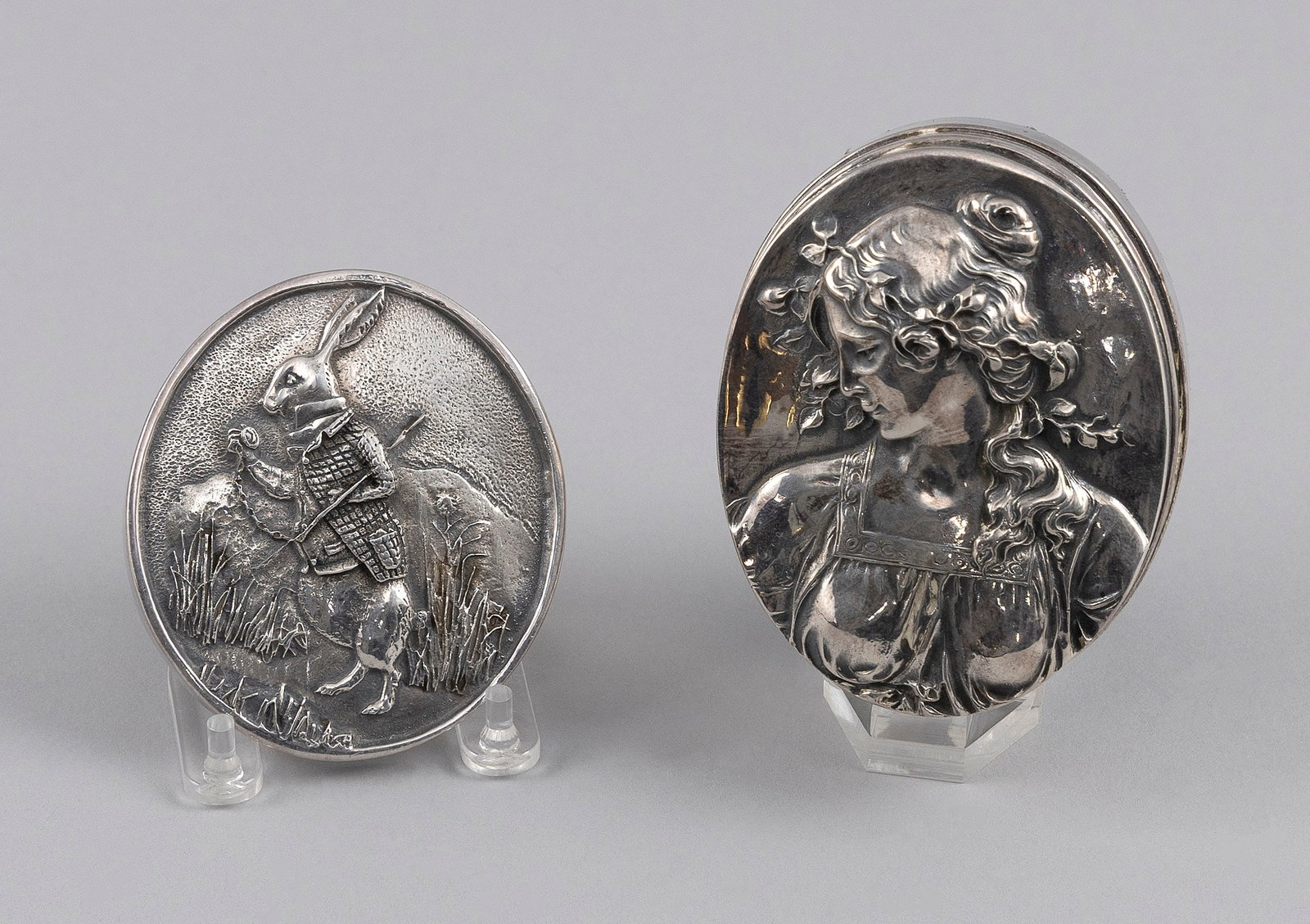 HENRYK WINOGRAD (Poland/America, 1917-2008), Two sterling silver repouss? plaques., Heights 2.25" (1 of 5)