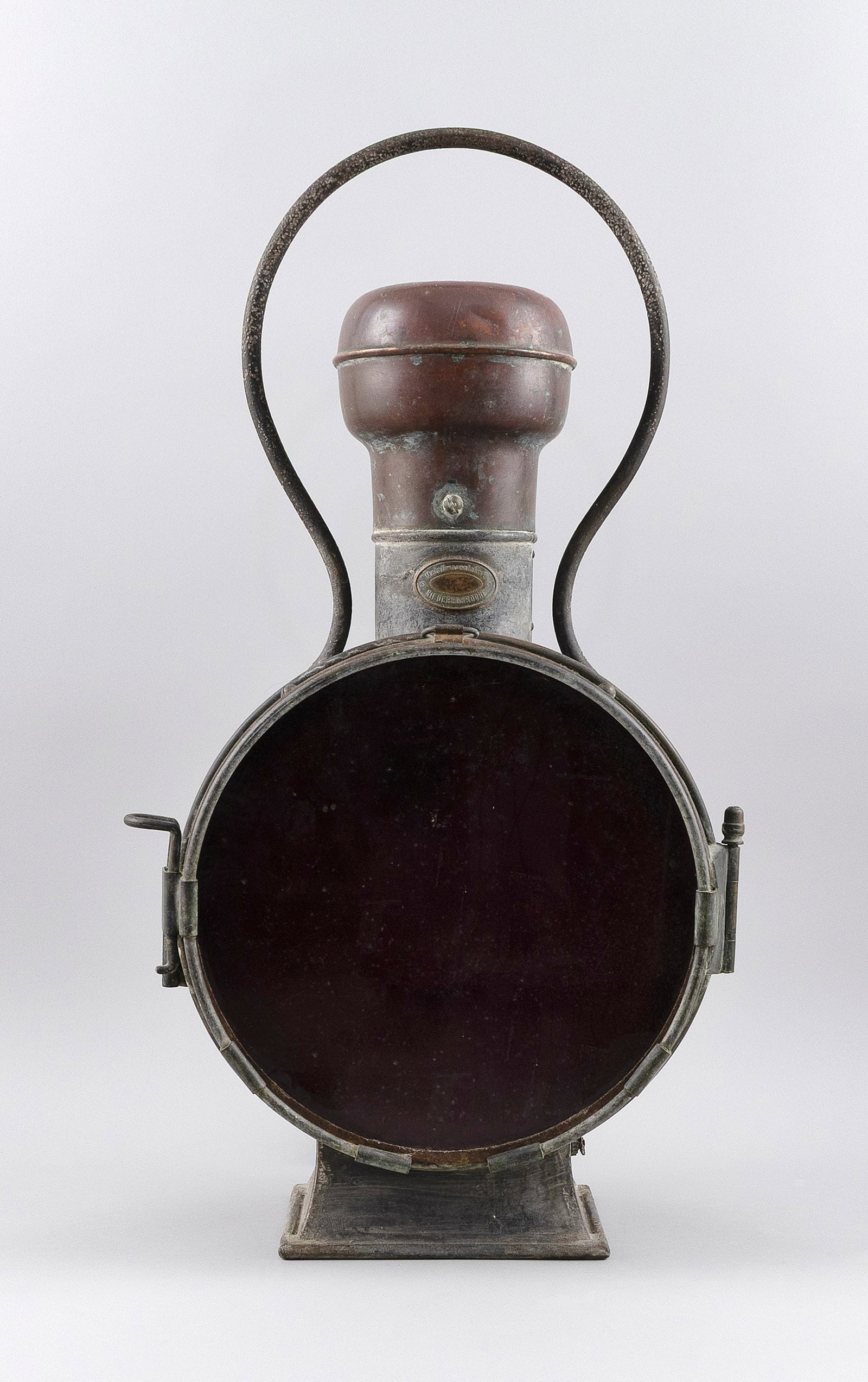 CONTINENTAL COPPER RAILROAD LANTERN 19th Century Height 23.5". Lens diameters 10.5". (1 of 4)