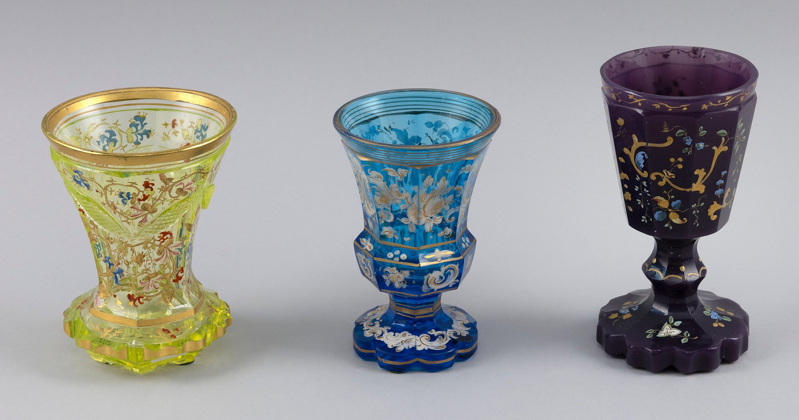 THREE FINE PIECES OF BIEDERMEIER BOHEMIAN GLASS Early to Mid-19th Century (1 of 4)