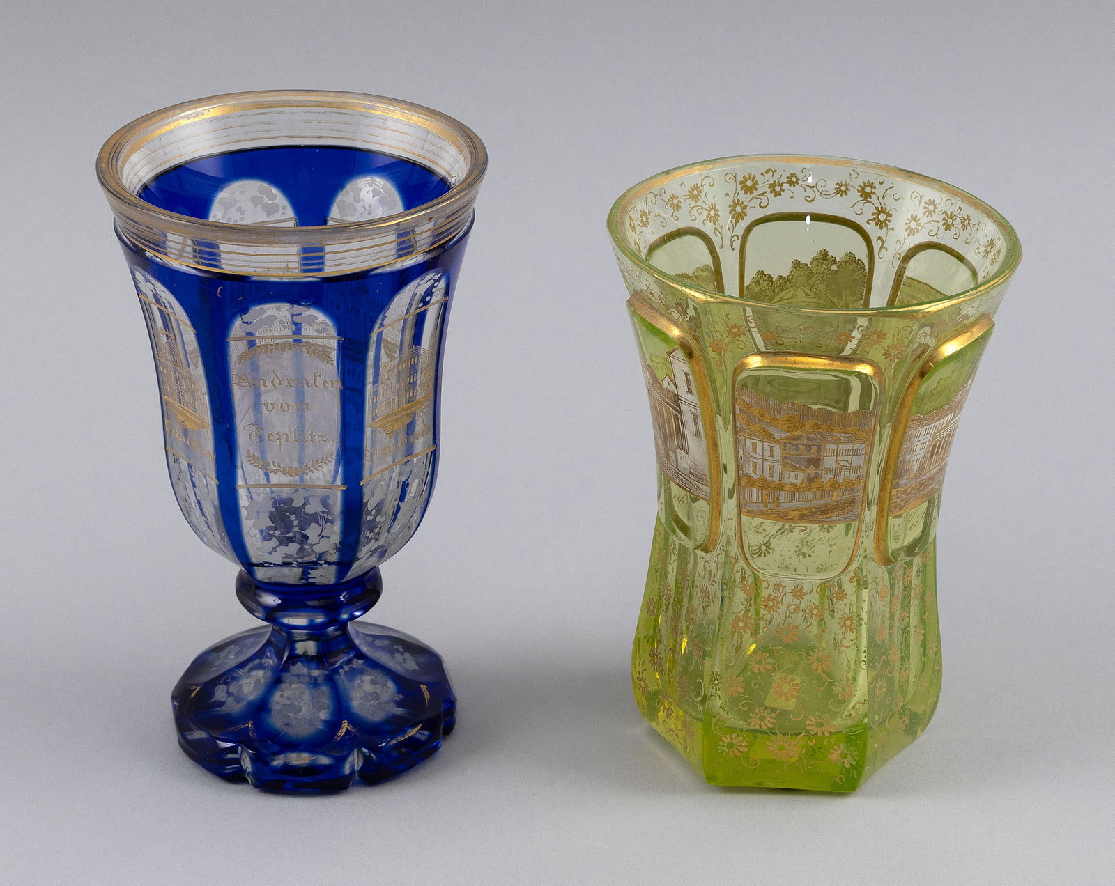 TWO PIECES OF BIEDERMEIER BOHEMIAN GLASS Early to Mid-19th Century (1 of 5)