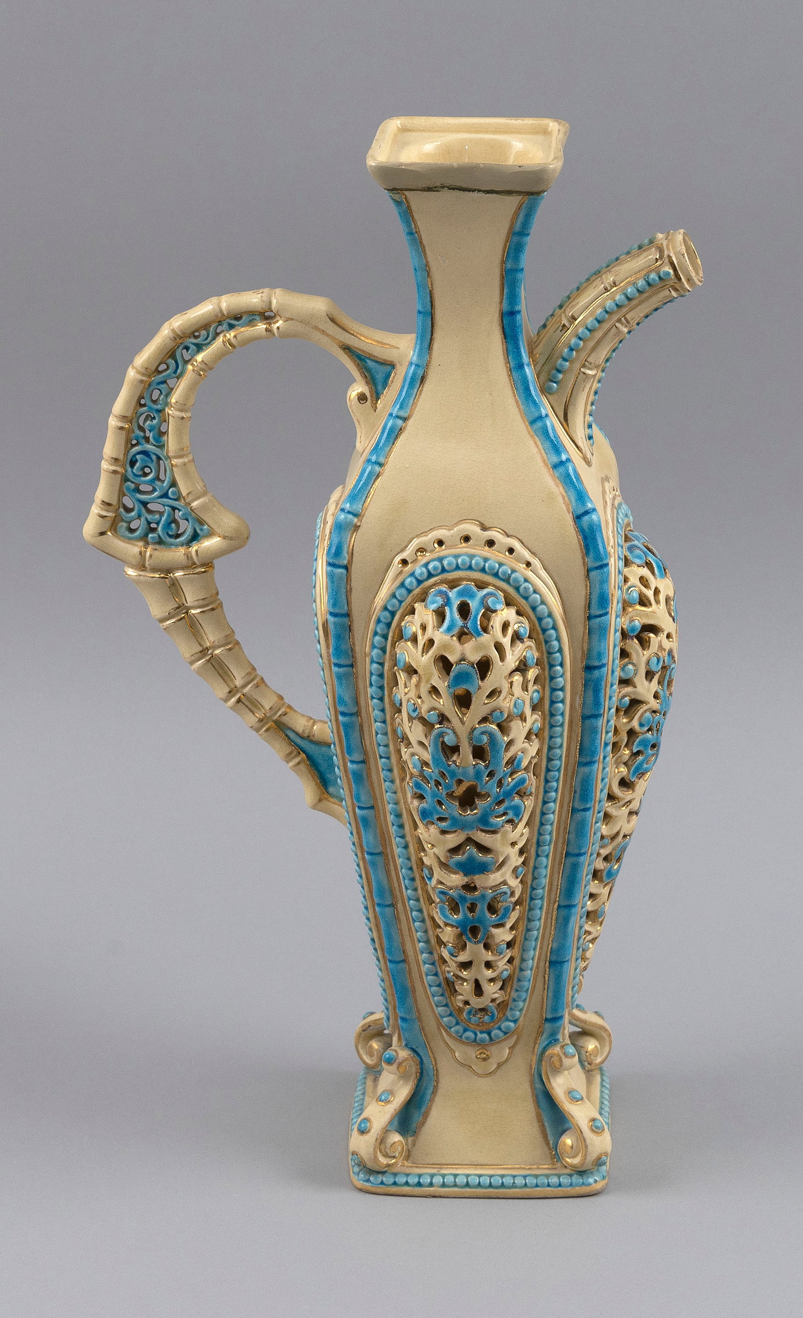 ZSOLNAY PORCELAIN EWER Hungary, Late 19th Century Heights 12.75". (1 of 7)