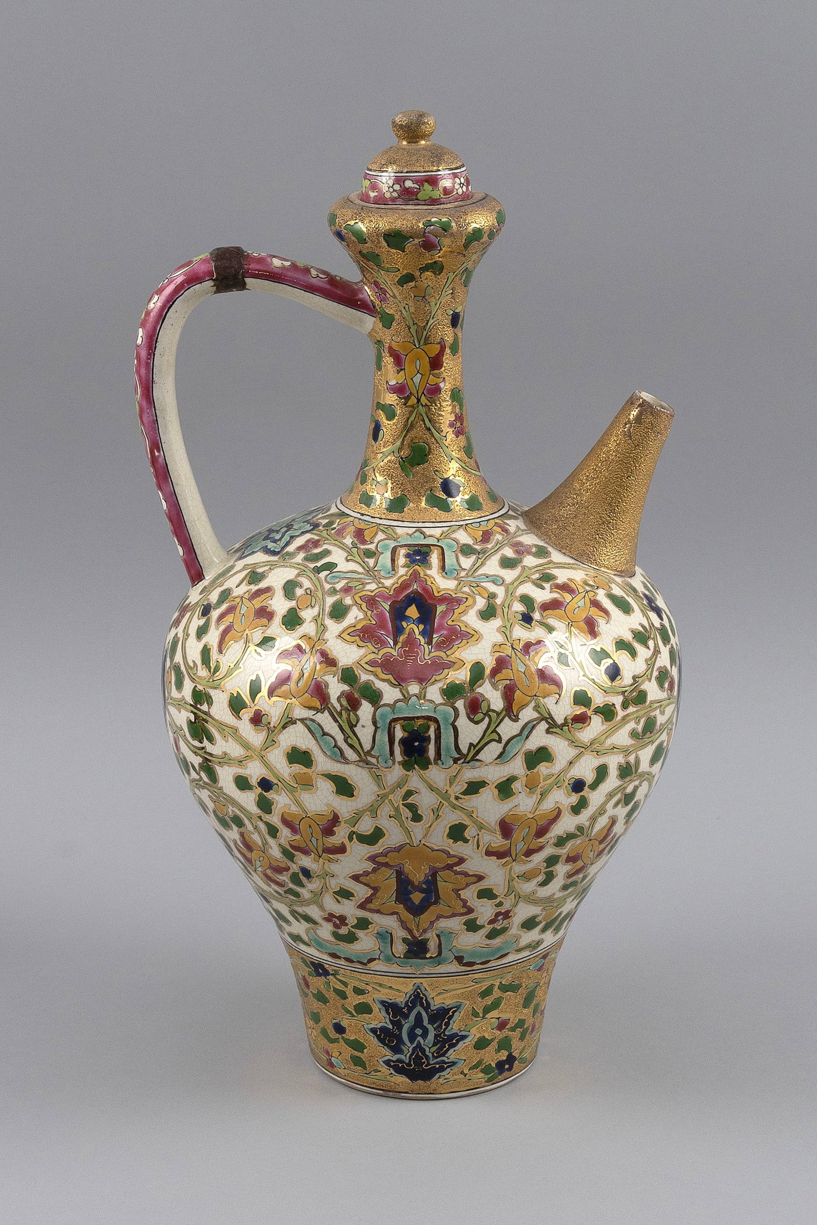ZSOLNAY PORCELAIN EWER Hungary, Late 19th Century Height 13". (1 of 7)