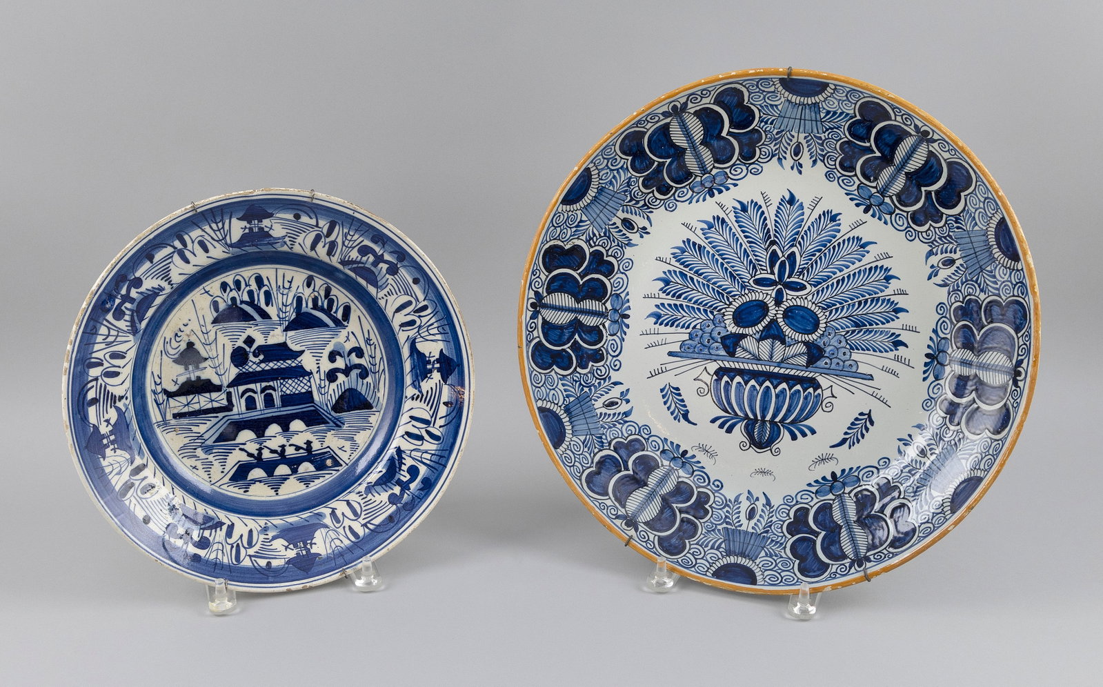 TWO BLUE AND WHITE CERAMIC CHARGERS 20th Century (1 of 3)