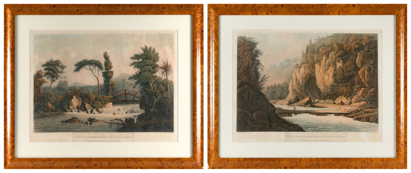 AFTER LOUIS BELANGER (Early 19th Century,), Two views of Jamaica:, Color aquatints, 20.5" x 27.5". (1 of 5)