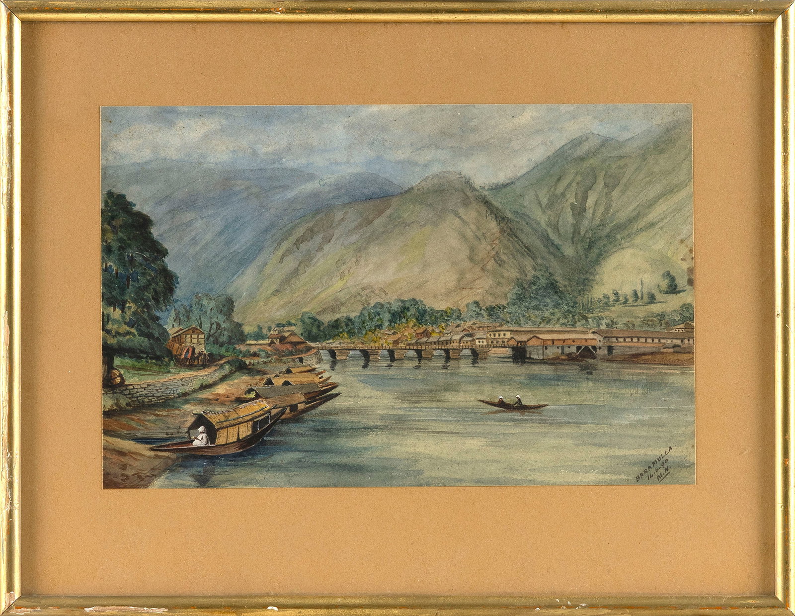 ENGLISH SCHOOL (Late 19th Century,), "Bara Mulla"., Watercolor on paper, 7.5" x 11.75". Framed. (1 of 2)