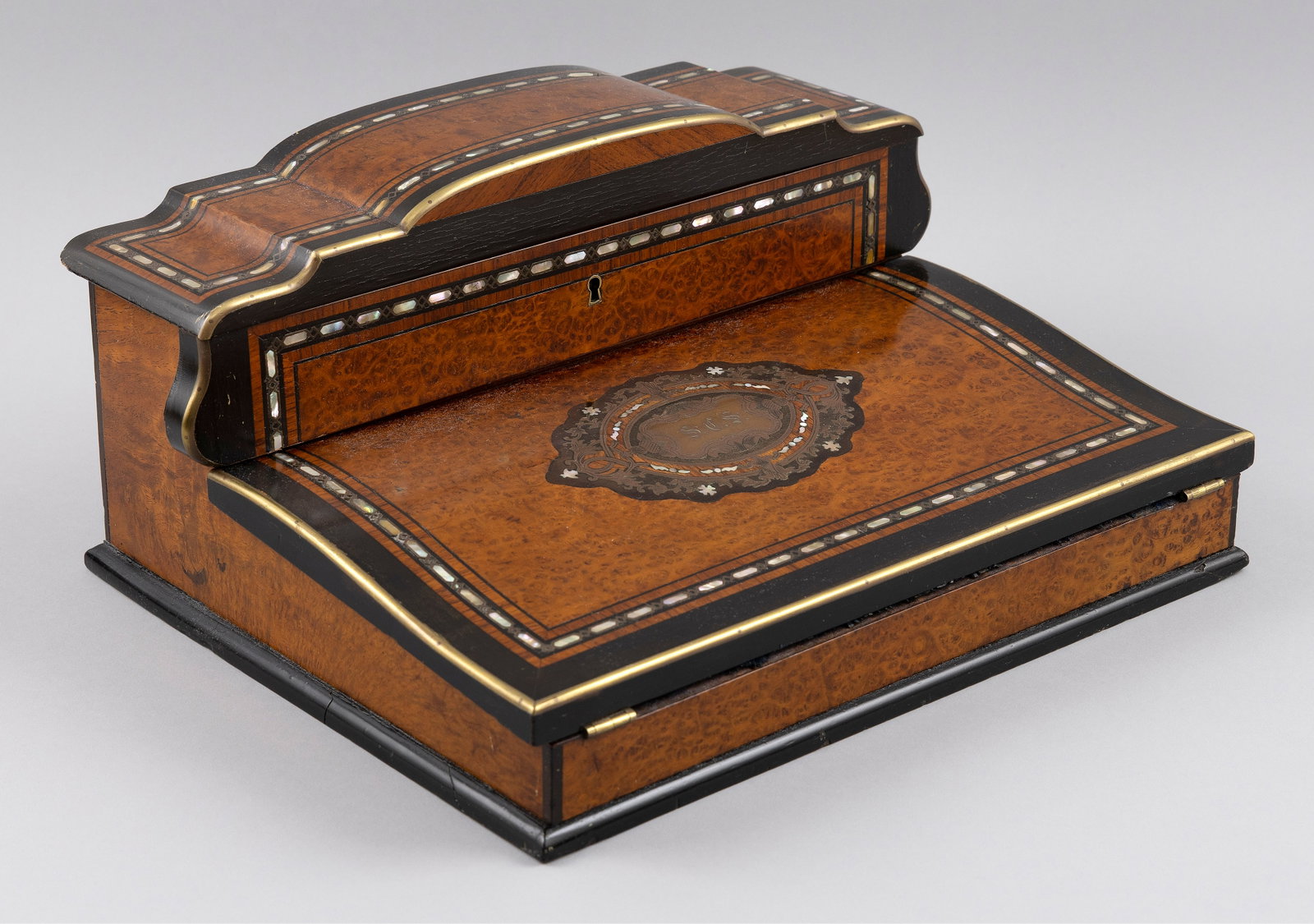 CONTINENTAL INLAID LAP DESK 19th Century Height 6". Width 14". Depth 11". (1 of 6)