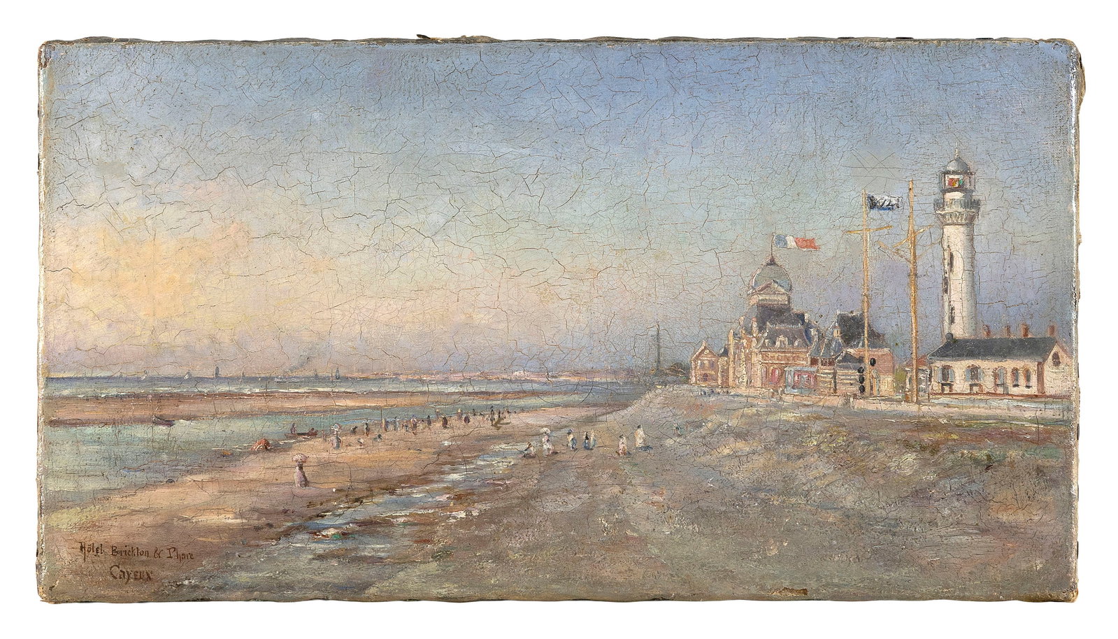 FRENCH SCHOOL (19th Century,), "Hotel Brickton & Phair Cayeux"., Oil on canvas, 8.5" x 16". (1 of 2)