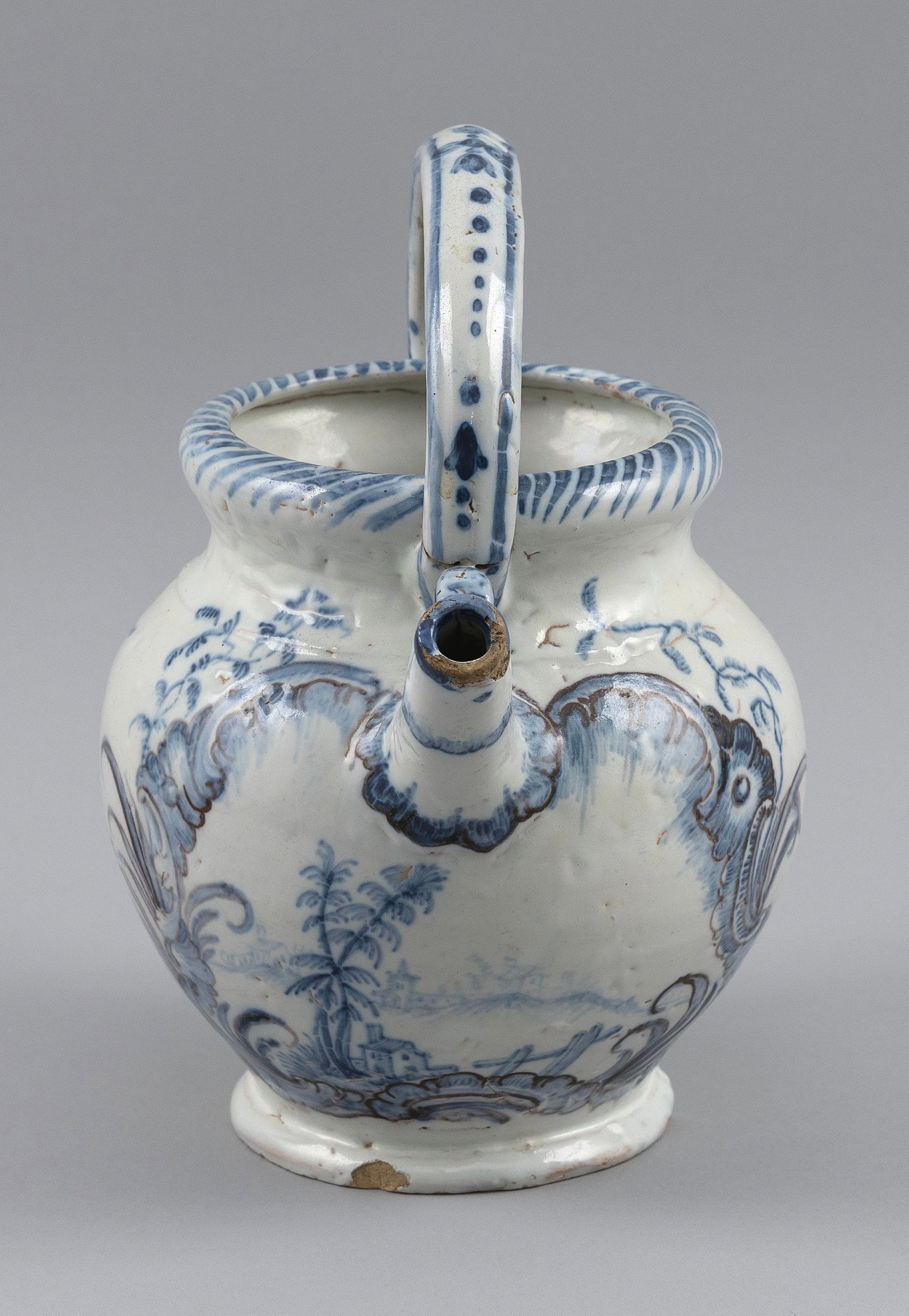 CONTINENTAL FAIENCE WATERING JUG 18th or 19th Century Height 8.5". (1 of 6)