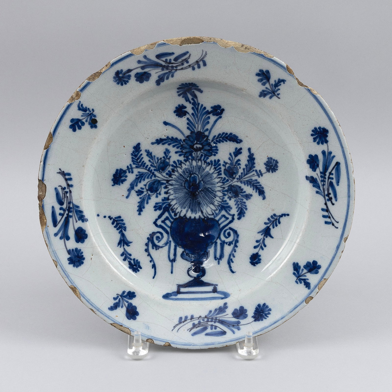 DELFT BLUE AND WHITE CHARGER The Netherlands, 18th Century Diameter 12". (1 of 2)