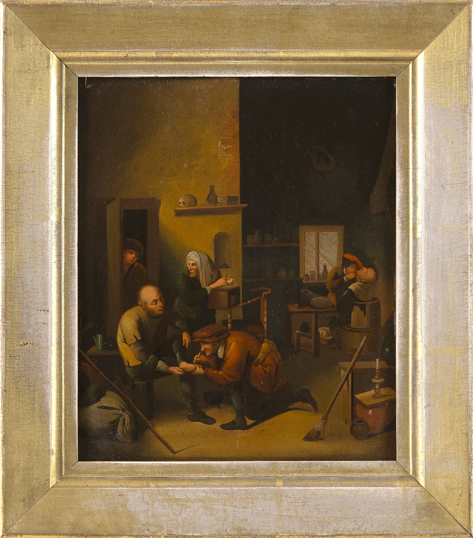AFTER ADRIEN BROUWER (Belgium, 1605-1638), After "Operation on the Foot"., Oil on copper, 10" x 8". (1 of 2)