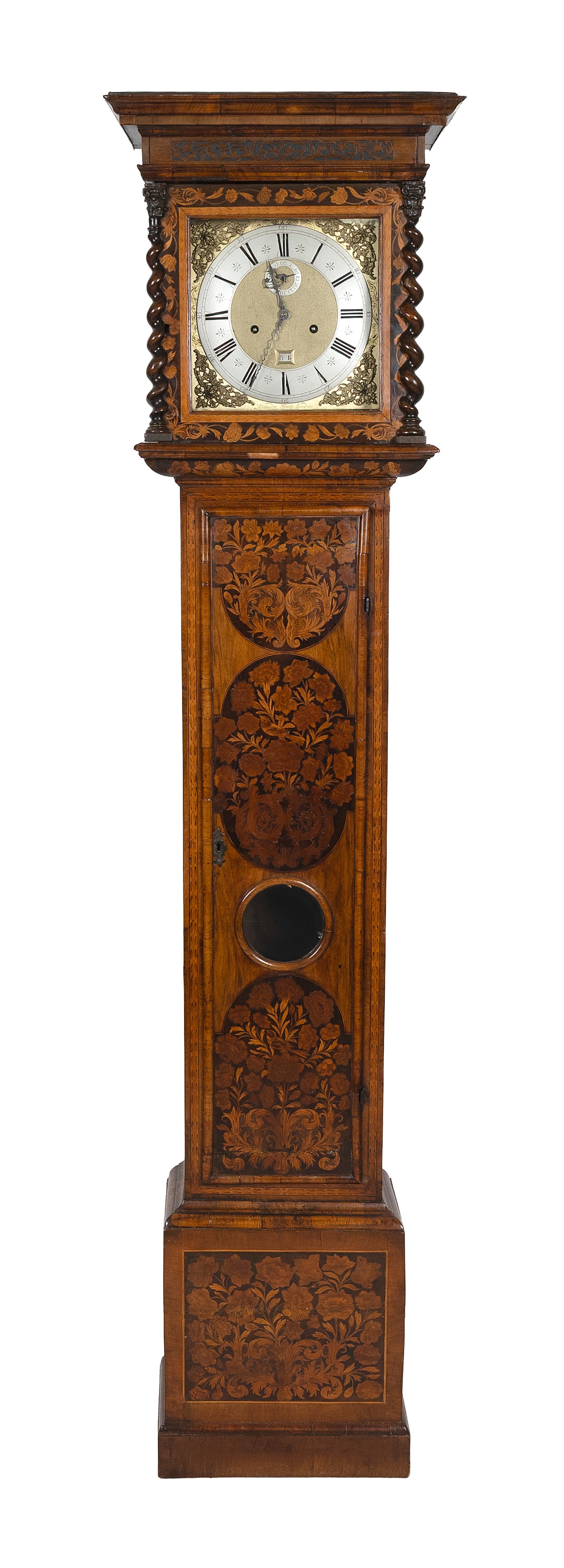 ALEXANDER HEWITT MARQUETRY TALL-CASE CLOCK London, 18th Century Height 84". Width 17.5". Depth 9.5". (1 of 5)