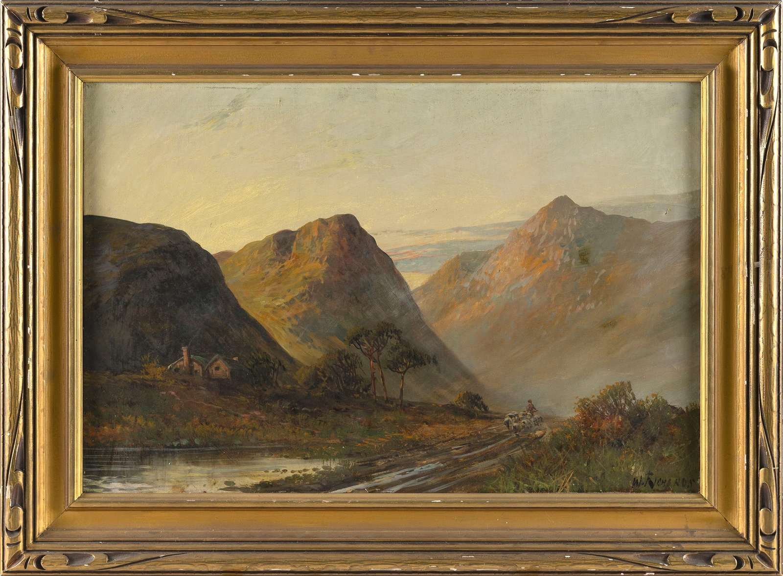 CONTINENTAL SCHOOL (19th Century,), "Pitlochry"., Oil on canvas, 16" x 24". Framed 22" x 30". (1 of 2)