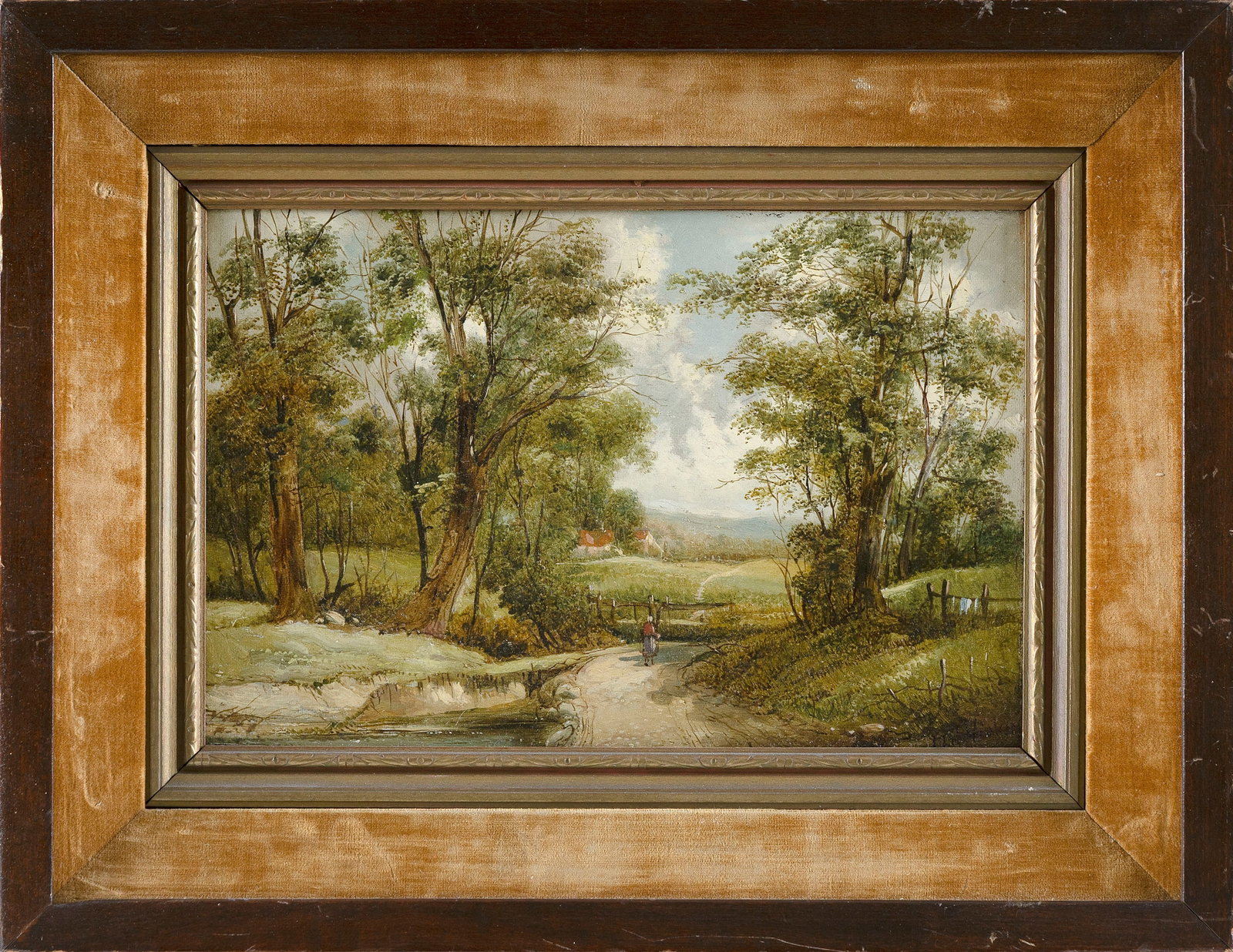ALFRED H. VICKERS (United Kingdom, 1834-1919), Figure on a country path., Oil on board, 7.5" x 12" (1 of 2)