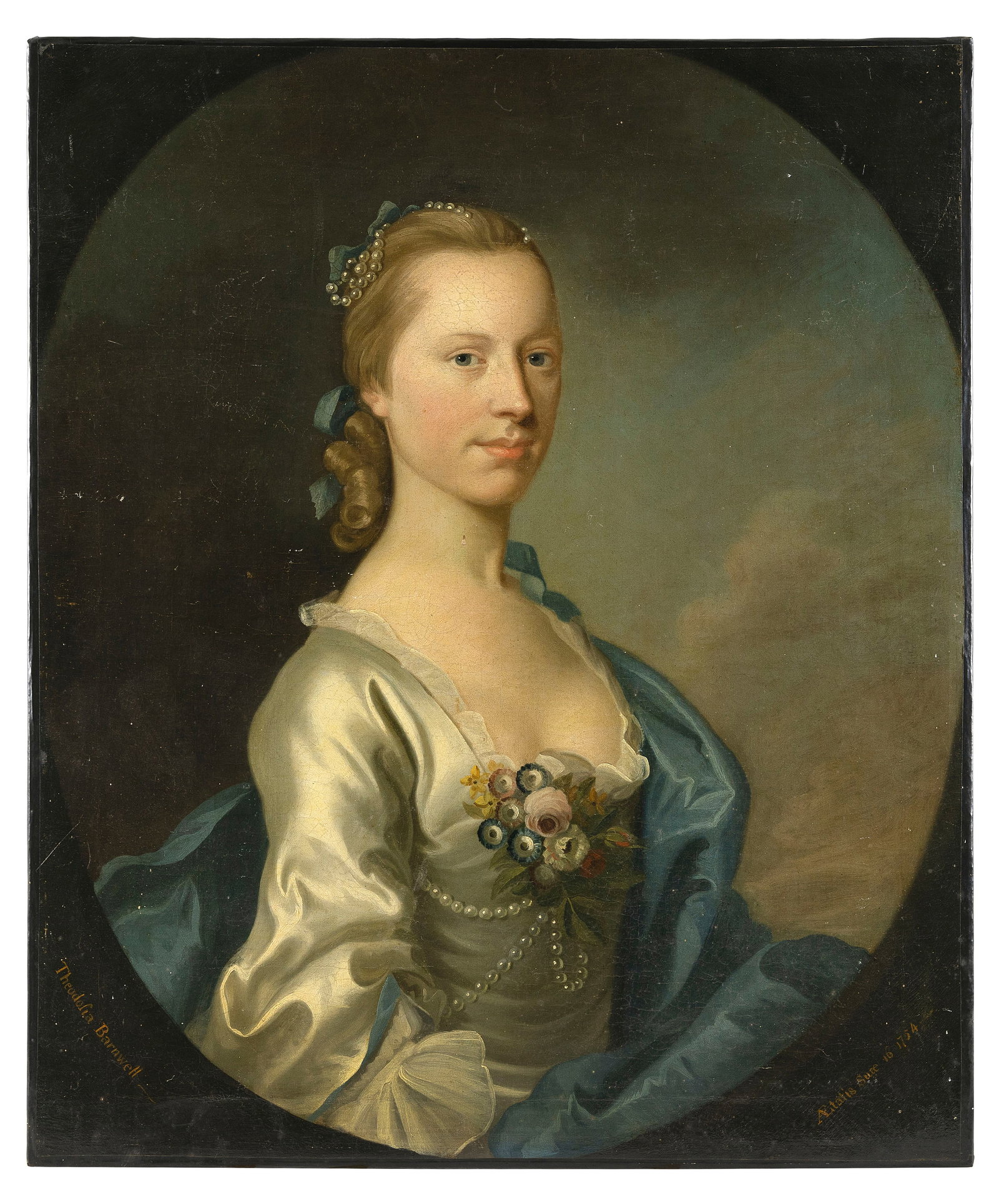 18TH CENTURY-STYLE PORTRAIT OF A LADY 19th Century Oil on canvas, 30" x 25.5". Unframed. (1 of 2)
