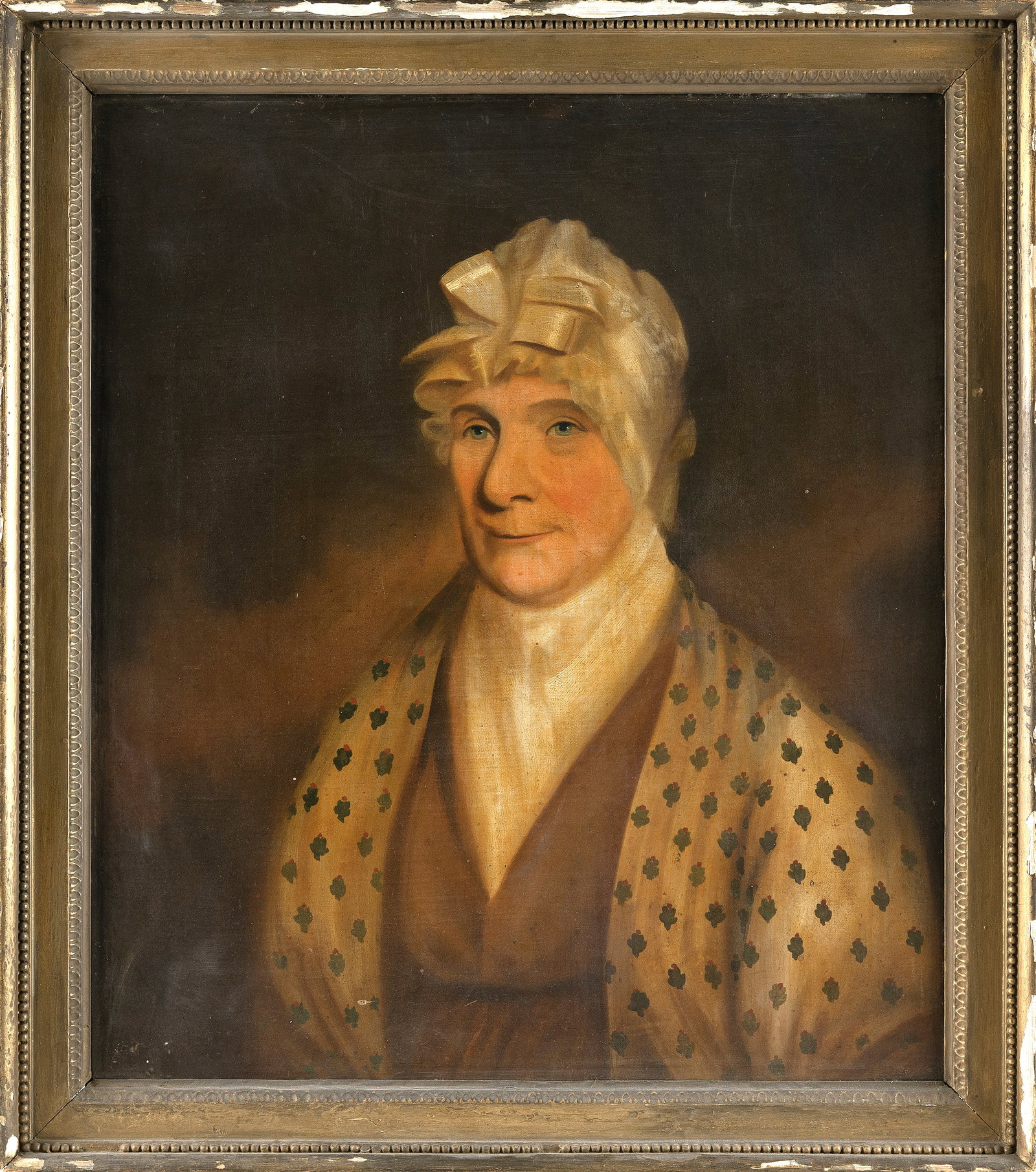 ENGLISH OR CONTINENTAL SCHOOL (Early 19th Century,), Portrait of a lady: ENGLISH OR CONTINENTAL SCHOOL Early 19th Century Portrait of a lady wearing a ribboned cap and spotted coat.