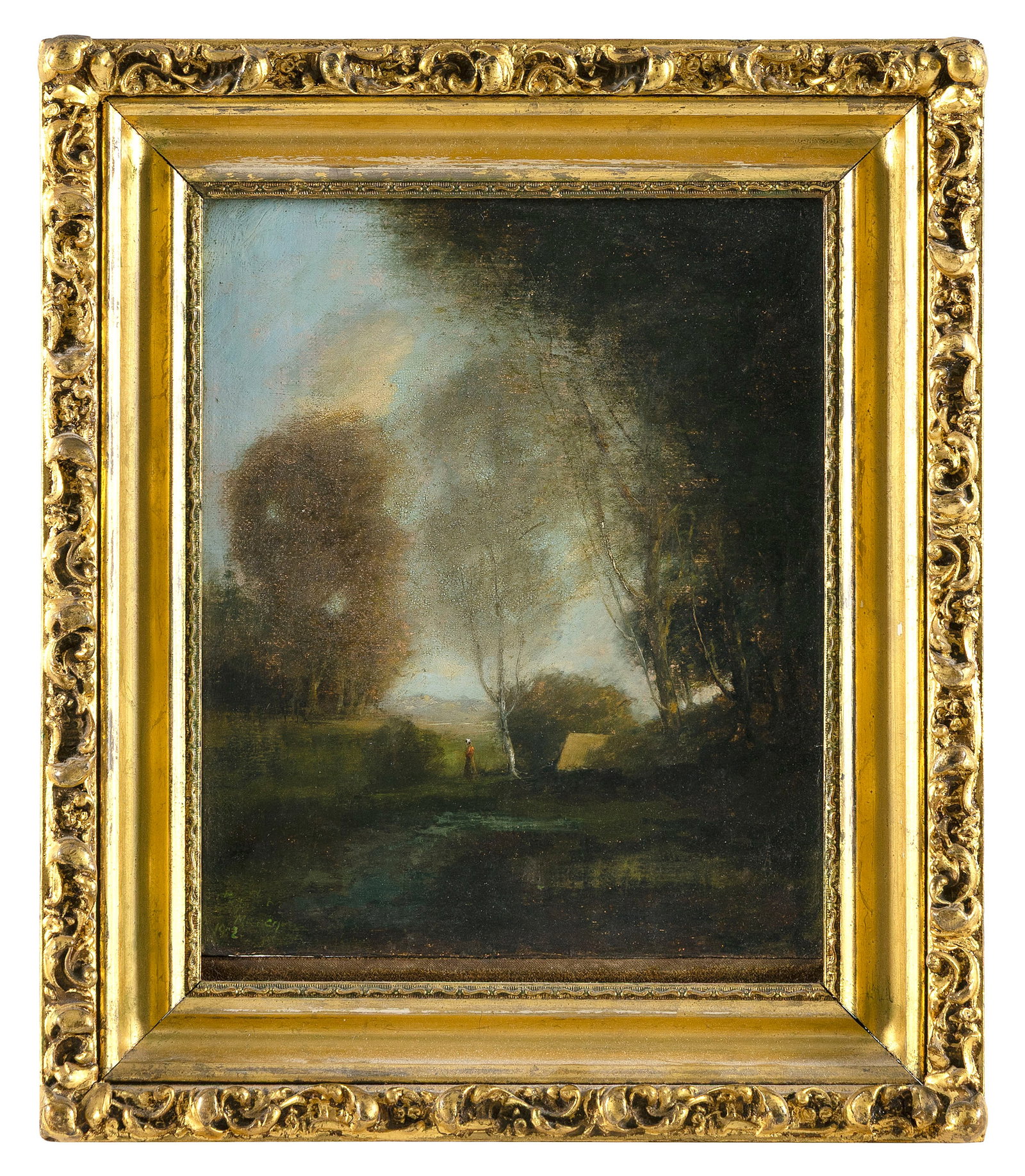 ERNEST GASTON MARCHE (France, 1864-1932), Figure in a pastoral landscape., Oil on canvas laid down (1 of 2)