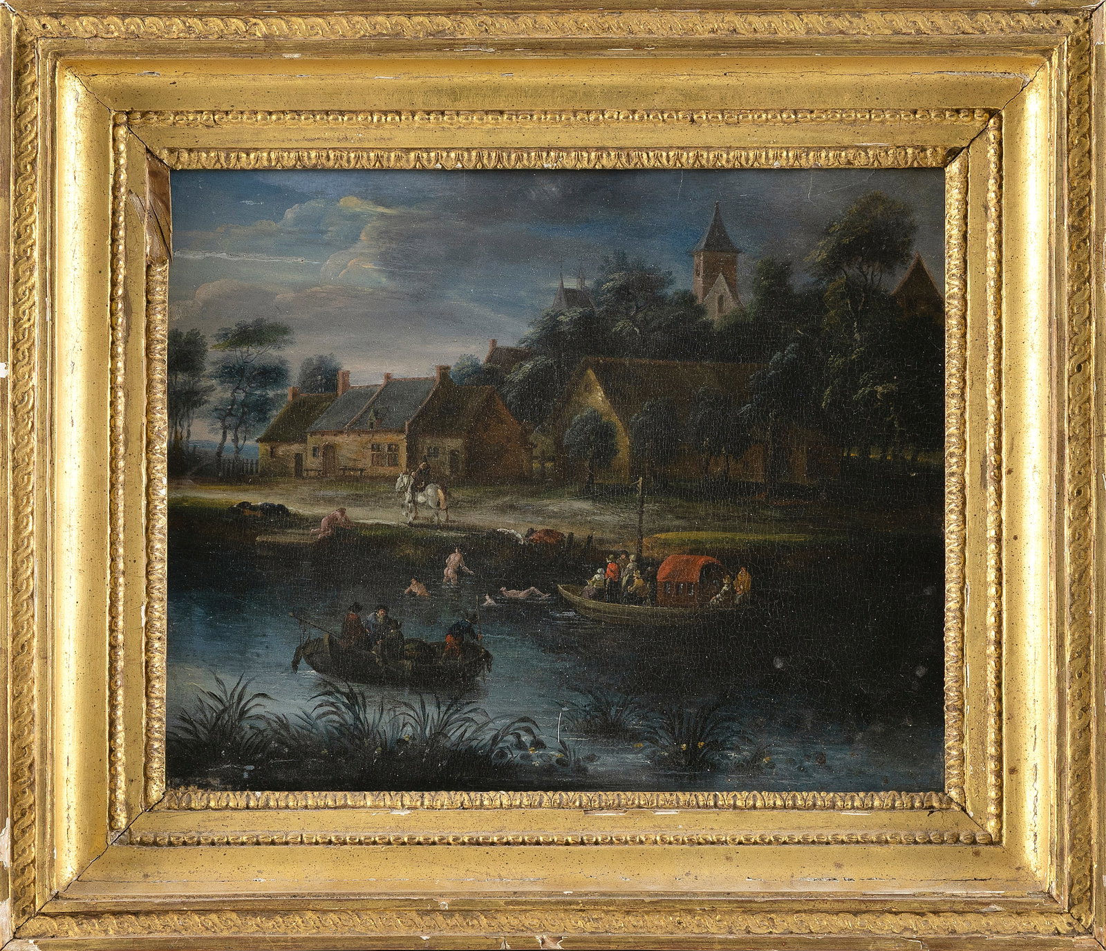 CONTINENTAL SCHOOL (19th Century,), River landscape., Oil on cradled board, 10" x 13". Framed 15" x (1 of 2)