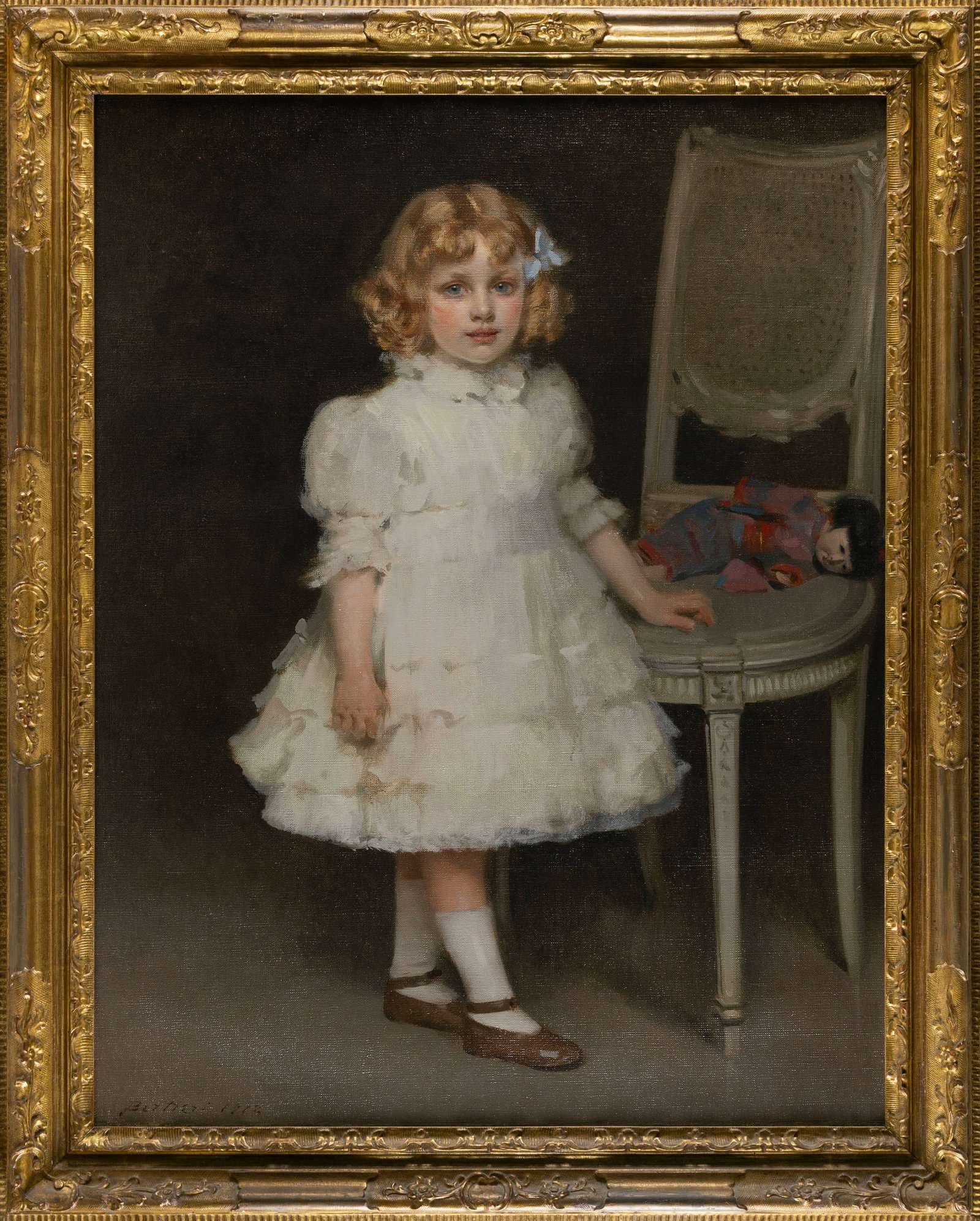 PILADE BERTIERI (New York/Italy, 1874-1965), Portrait of Diana Joan Allsopp as a young girl., Oil on: PILADE BERTIERI New York/Italy, 1874-1965 Portrait of Diana Joan Allsopp as a young girl. Signed and dated "Bertieri 1912" lower left. Sitter identified on label verso, the "daughter of 3rd Lord Hindl
