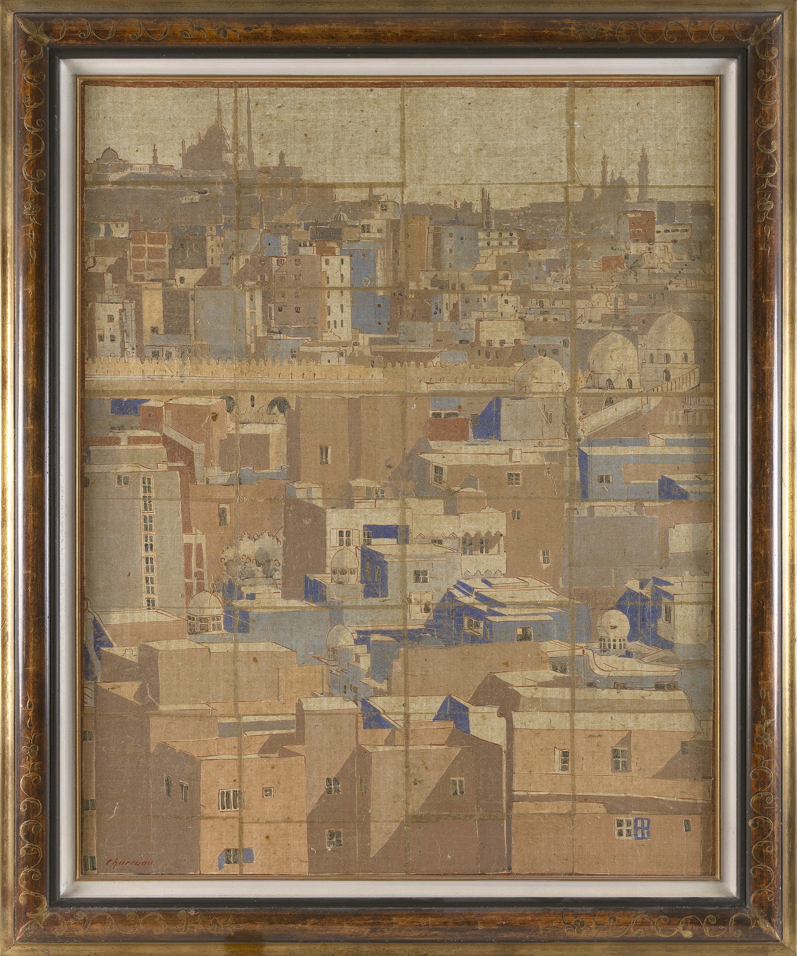 GERARD CHARRUAU (France, 1953-), City rooftops., Oil on canvas, 29" x 36.25". Framed 35.5" x 43". (1 of 2)