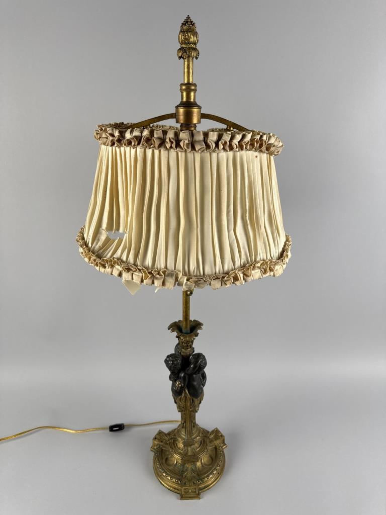 FRENCH BRONZE LAMP 20th Century Height 35". (1 of 6)