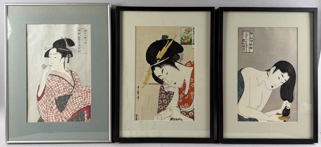 AFTER KITAGAWA UTAMARO (Japan, 20th Century), Three Bijin-ga (pictures of beautiful women):, (1 of 6)