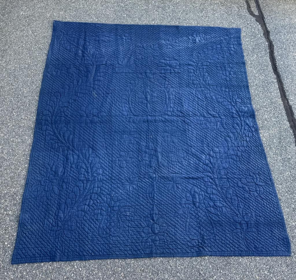 QUILTED COVERLET 19th Century Approx. 89" x 89". (1 of 1)