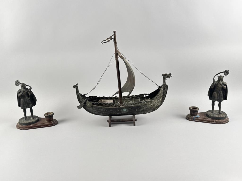 EDWARD AAGAARD (Denmark, 20th Century), Three bronzes made for Iron Art, Copenhagen, Denmark (1 of 7)