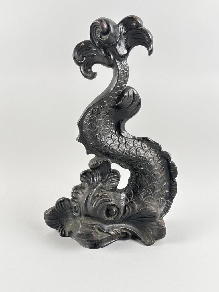 CAST IRON DOLPHIN DOORSTOP Early 20th Century Height 14". (1 of 4)