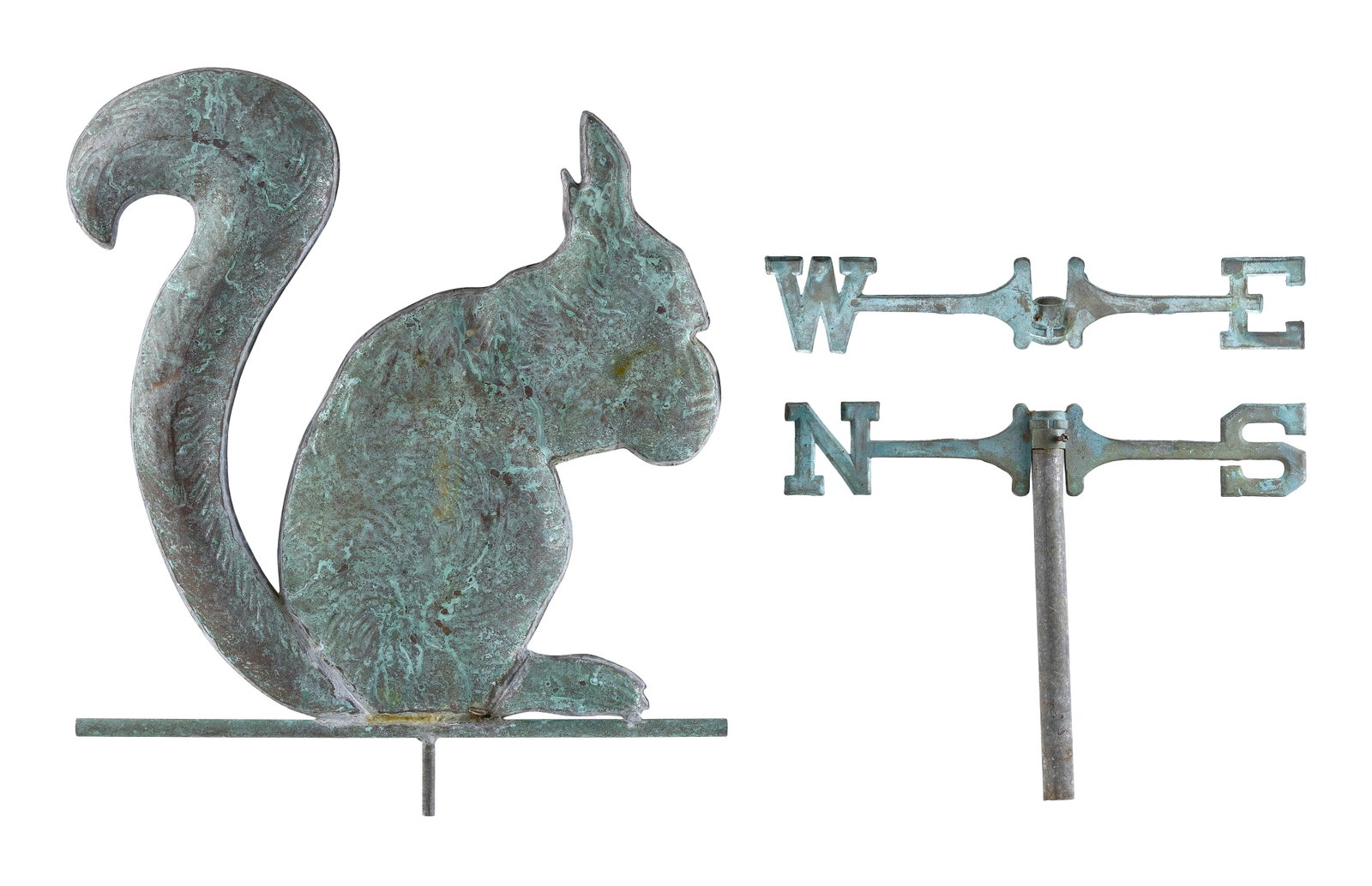 COPPER SQUIRREL WEATHER VANE Late 20th Century Height 25". (1 of 2)