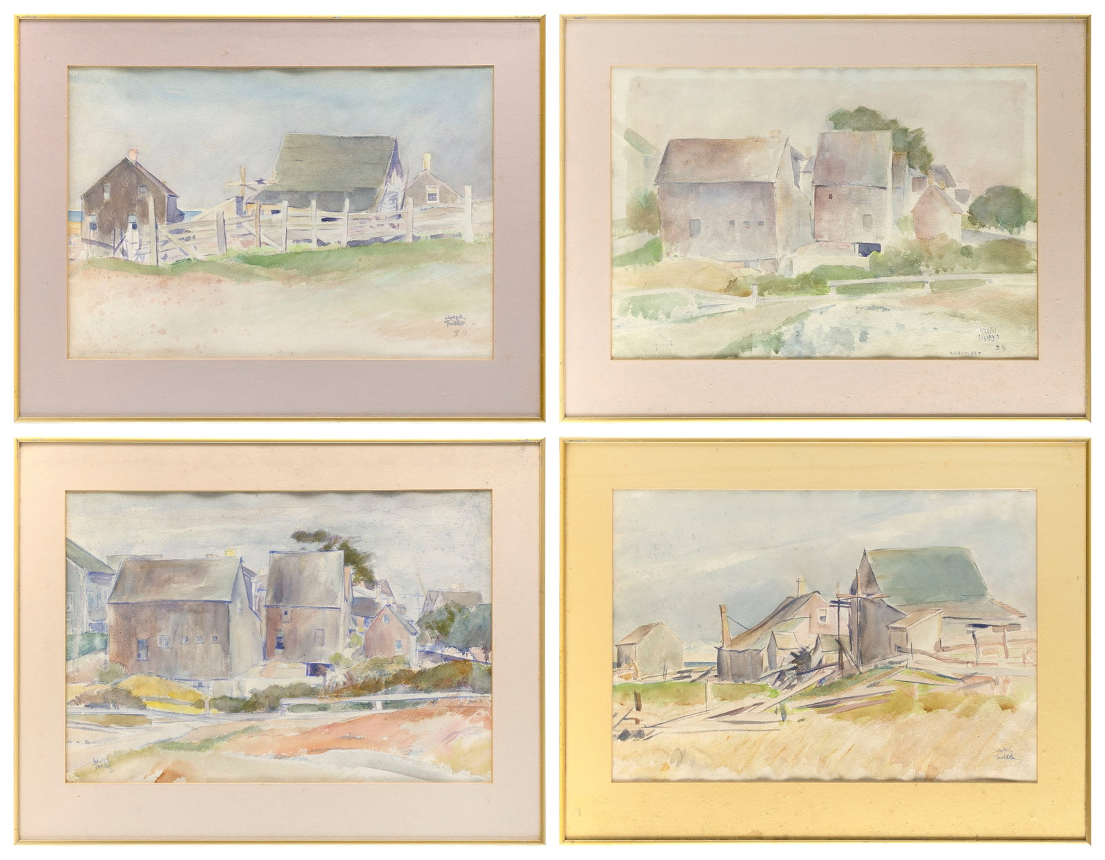 FOUR VIEWS OF NANTUCKET HOMES First Half of the 20th Century Watercolors, 14.5" x 20.75" sight. (1 of 5)