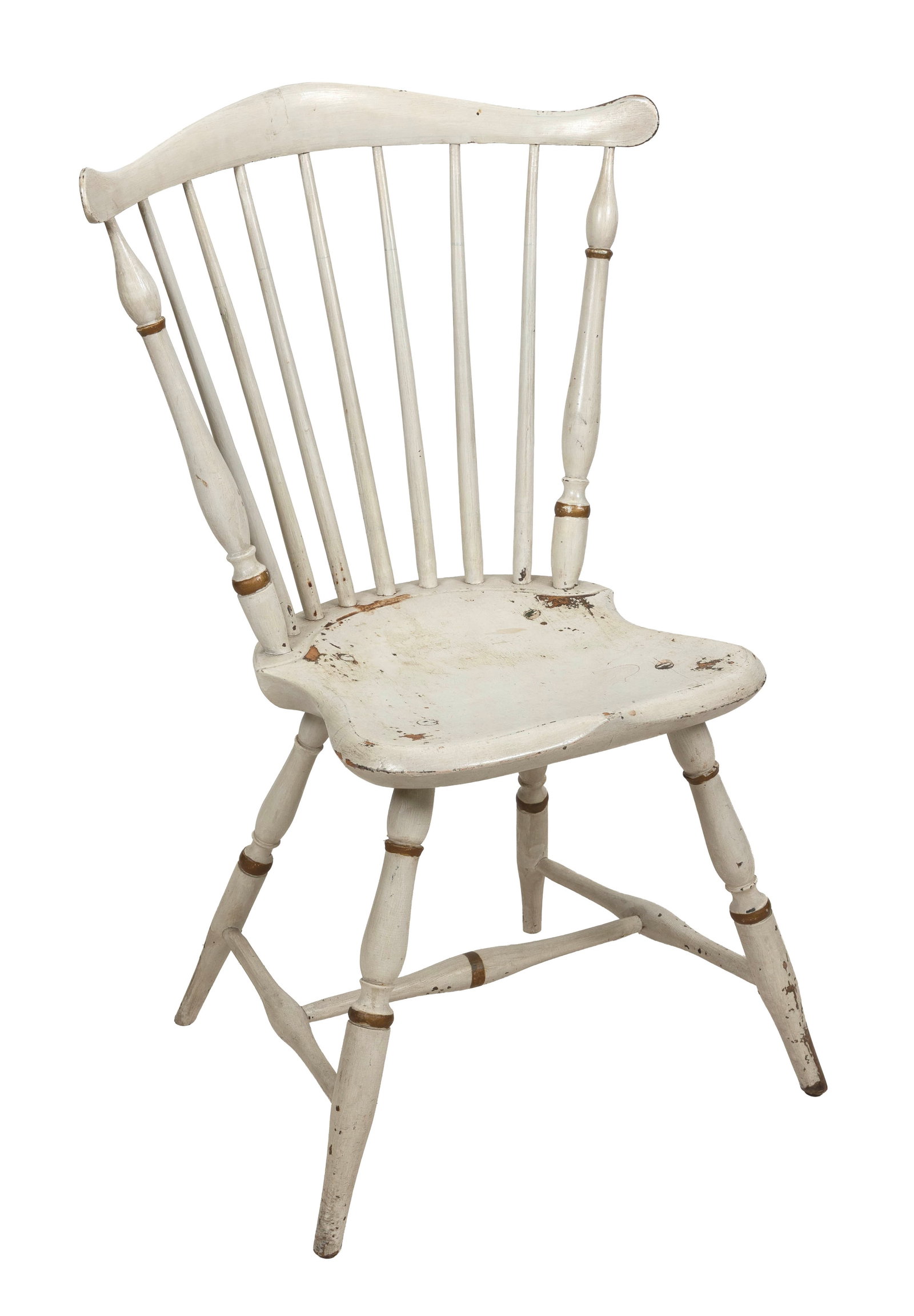 WINDSOR FAN-BACK SIDE CHAIR Possibly Nantucket, Massachusetts, Early 19th Century Back height 35.5". (1 of 2)