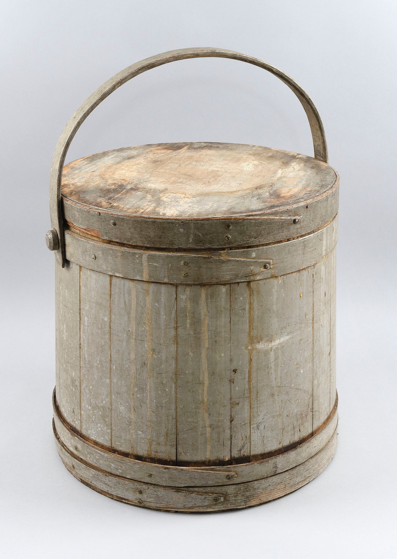 LIDDED SUGAR FIRKIN 19th Century Height to lid 14.5". Diameter 15.25". (1 of 7)
