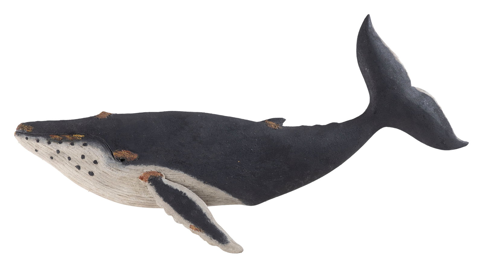 ROGER MITCHELL CARVED HUMPBACK WHALE PLAQUE Massachusetts, Contemporary Height 15.5". Length 27". (1 of 2)