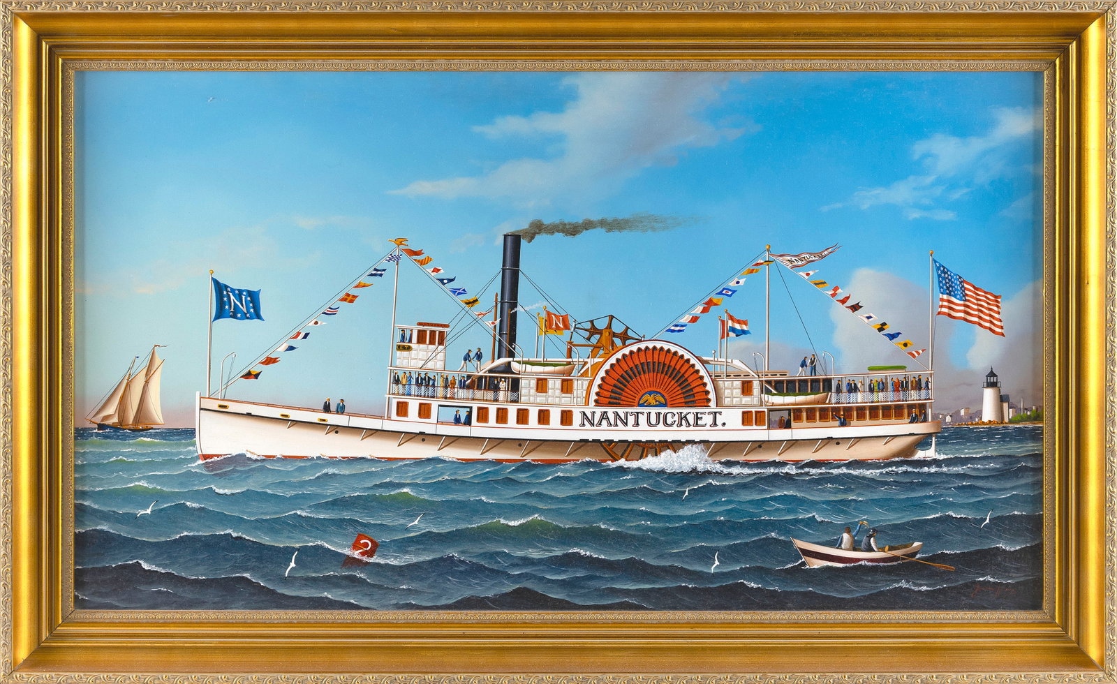 JEROME HOWES (New York/Massachusetts, 1955-), The sidewheeler Nantucket., Oil on masonite, 22" x (1 of 2)