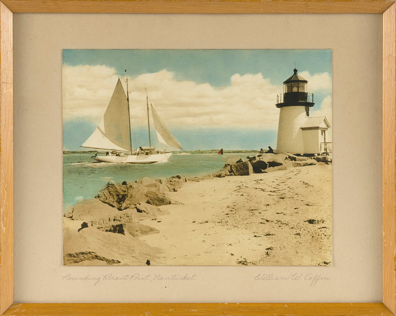 WILLIAM W. COFFIN (Massachusetts, 20th Century), Rounding Brant Point, Nantucket., Hand-colored (1 of 2)